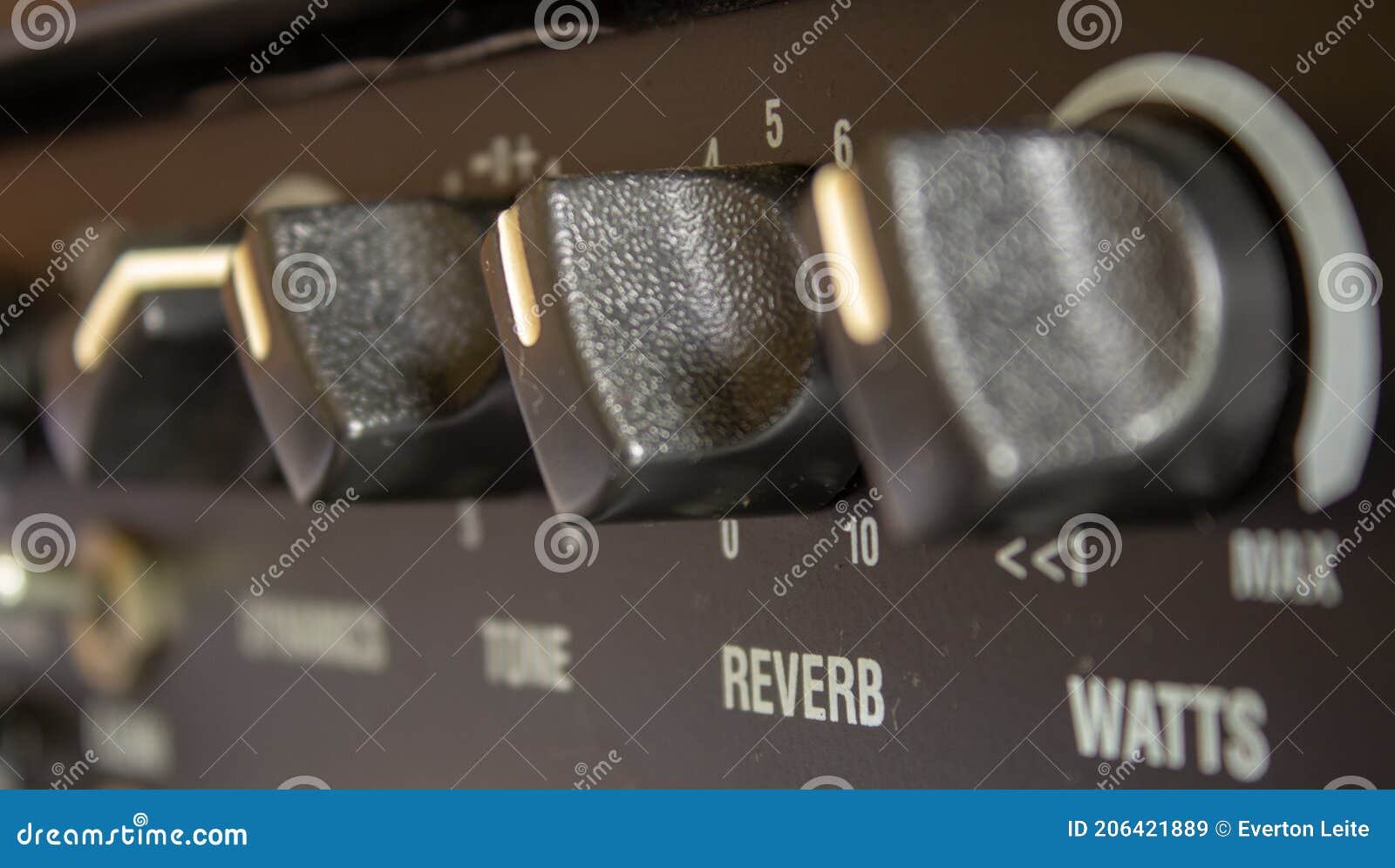 Buttons, Knobs and Lights of a Guitar Amplifier Stock Image Image of