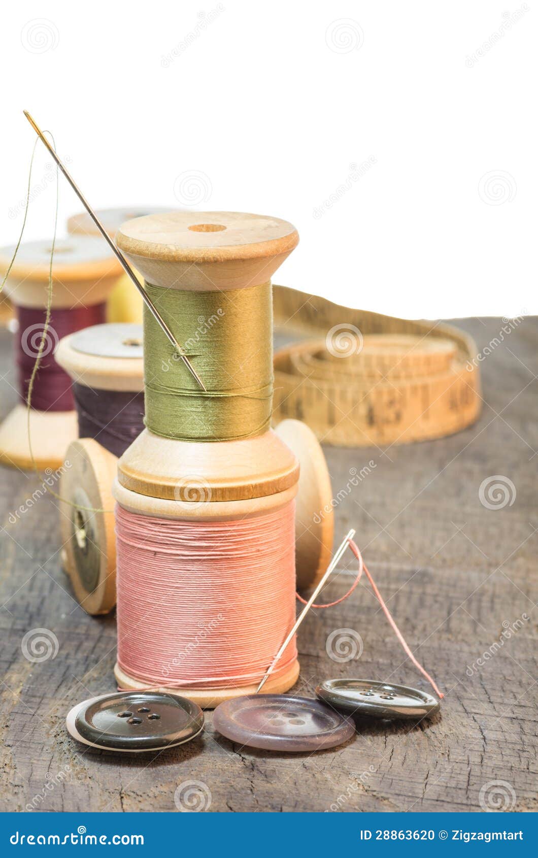 Buttons and Sewing Thread with Needle Stock Photo Image of sewing