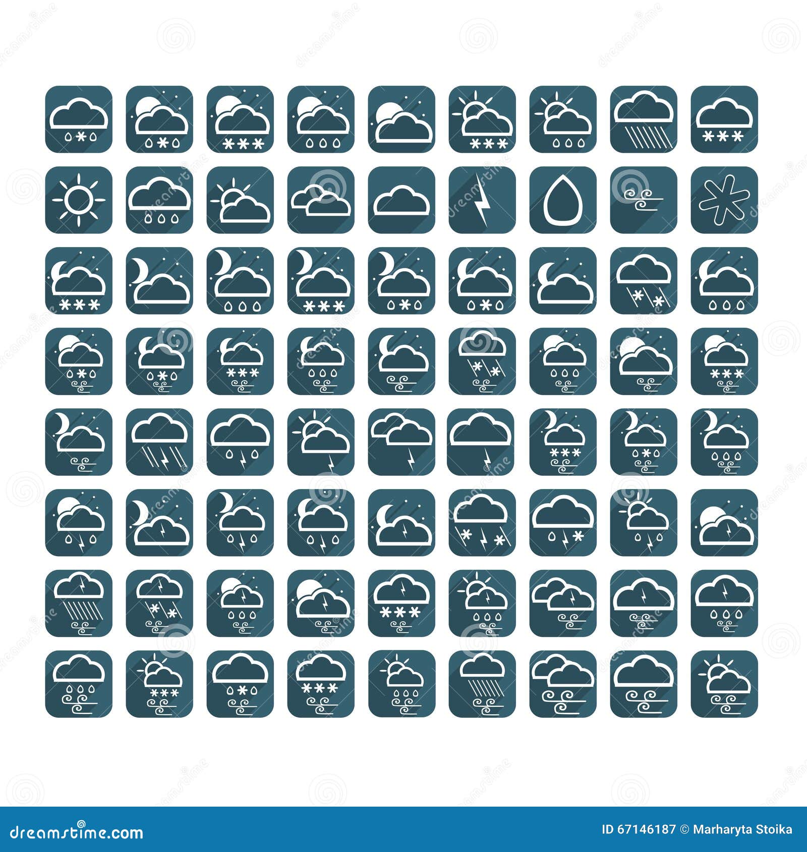 Buttons Weather. Weather Icon. . Blue White. Stock Vector