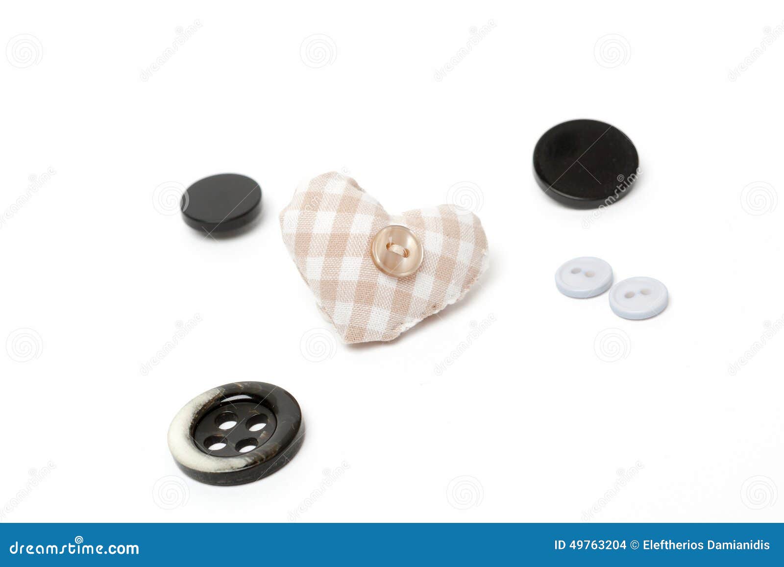 Buttons on a white background. Buttons and a heart on a white background