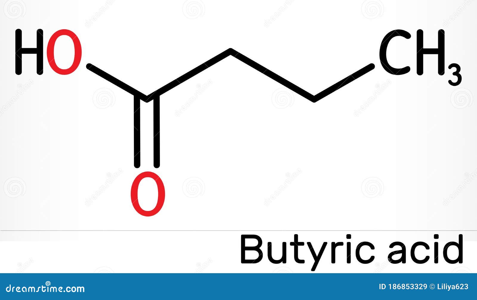 butyric acid, butanoic acid molecule. butyrates or butanoates are salts and esters . skeletal chemical formula