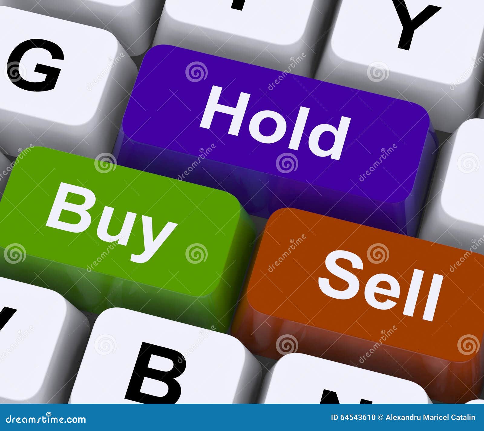 Buy Hold and Sell Keys Represent Market Strategy Stock Photo Image of