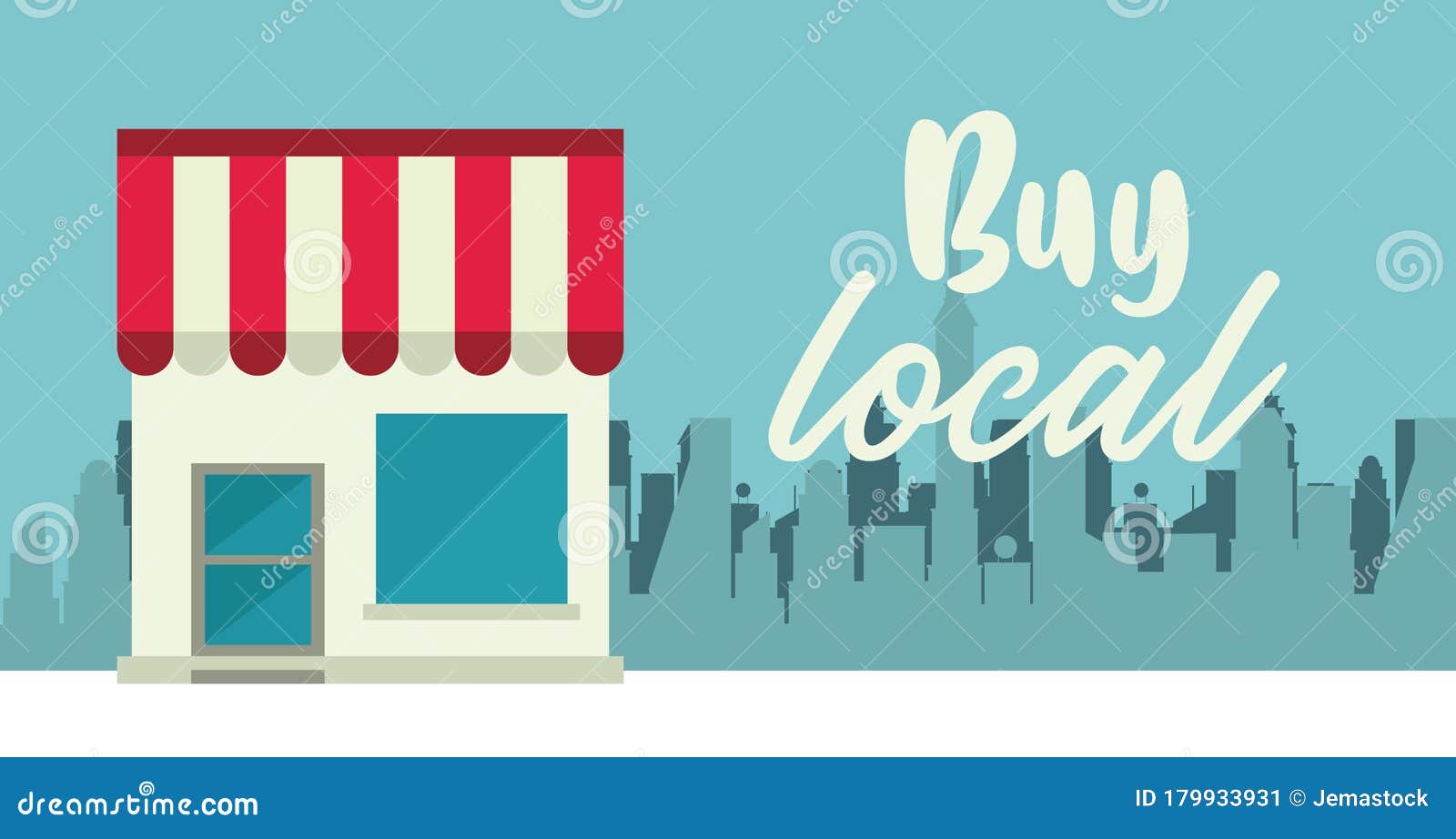 Buy Local Poster with Store Building Stock Vector Illustration of