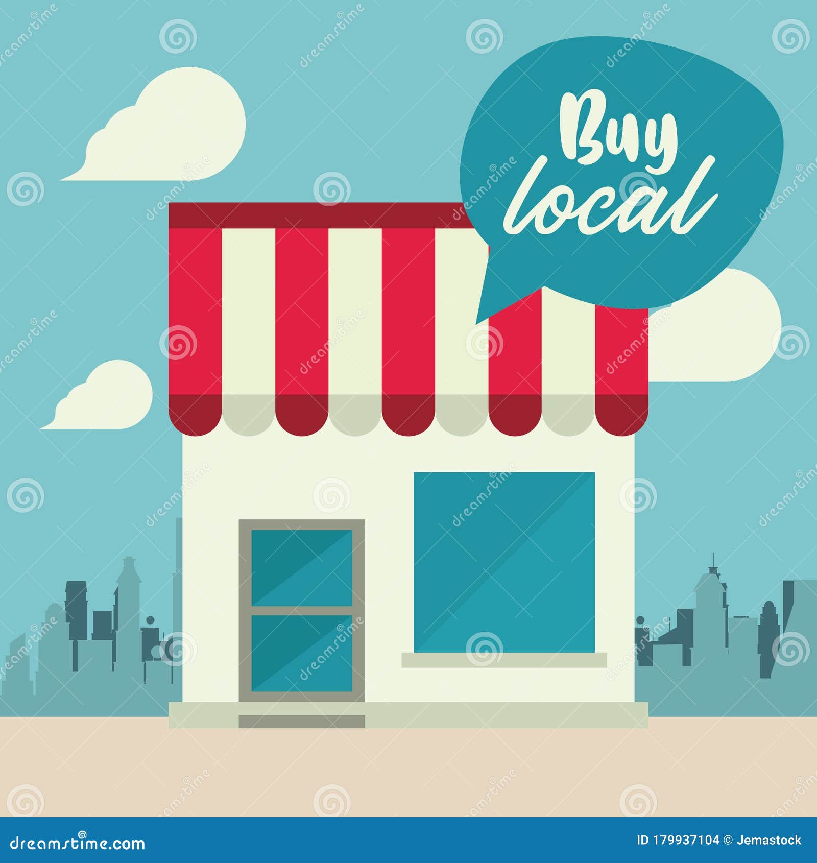 Buy Local Poster with Store Building Stock Vector Illustration of