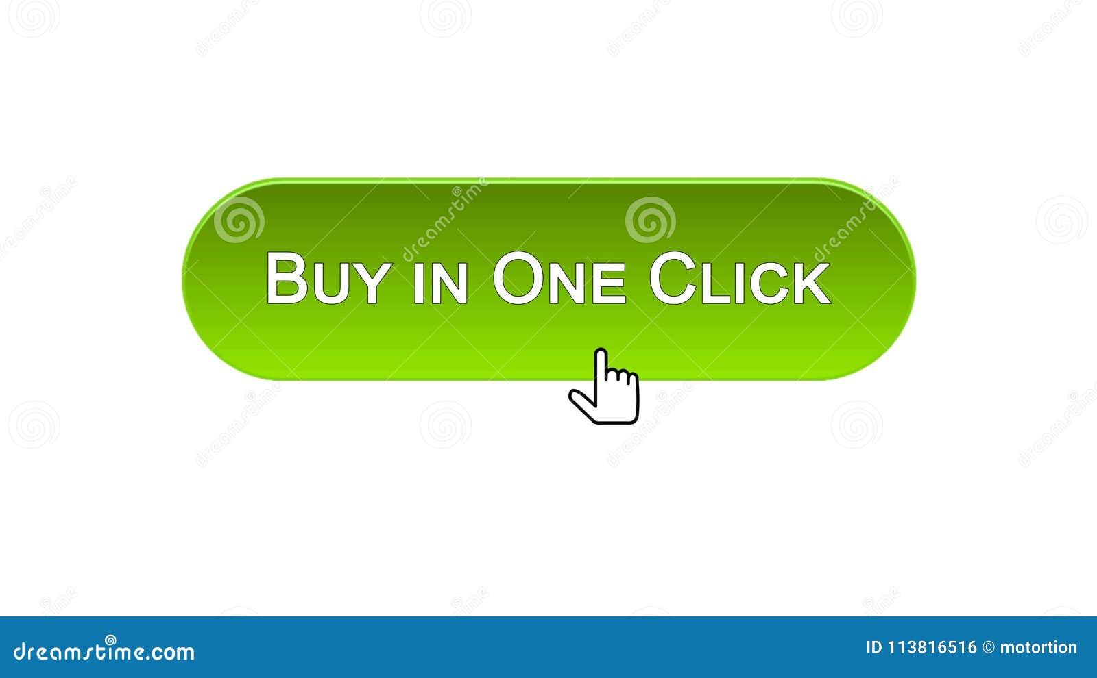 buy in one click web interface button clicked with mouse, green color, shopping
