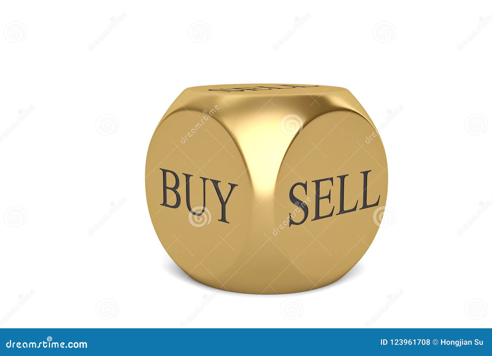 Buy or Sell Dice 3d Rendering Isolated on White Background. Stock