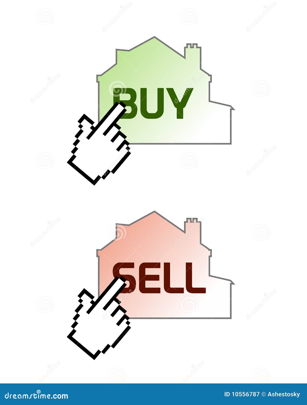 Buy Sell on Line Real Estate Stock Vector - Illustration of finger