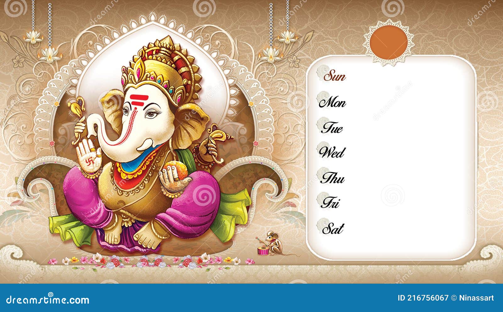 High-Resolution Indian Gods Lord Ganesha Digital Painting Calendar ...