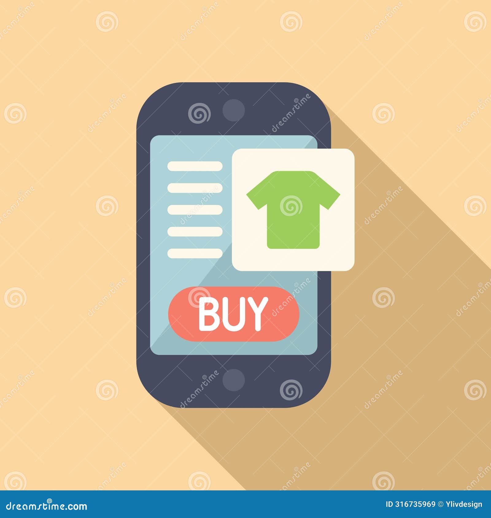 buy tshirt using smartphone online icon flat . store marketing