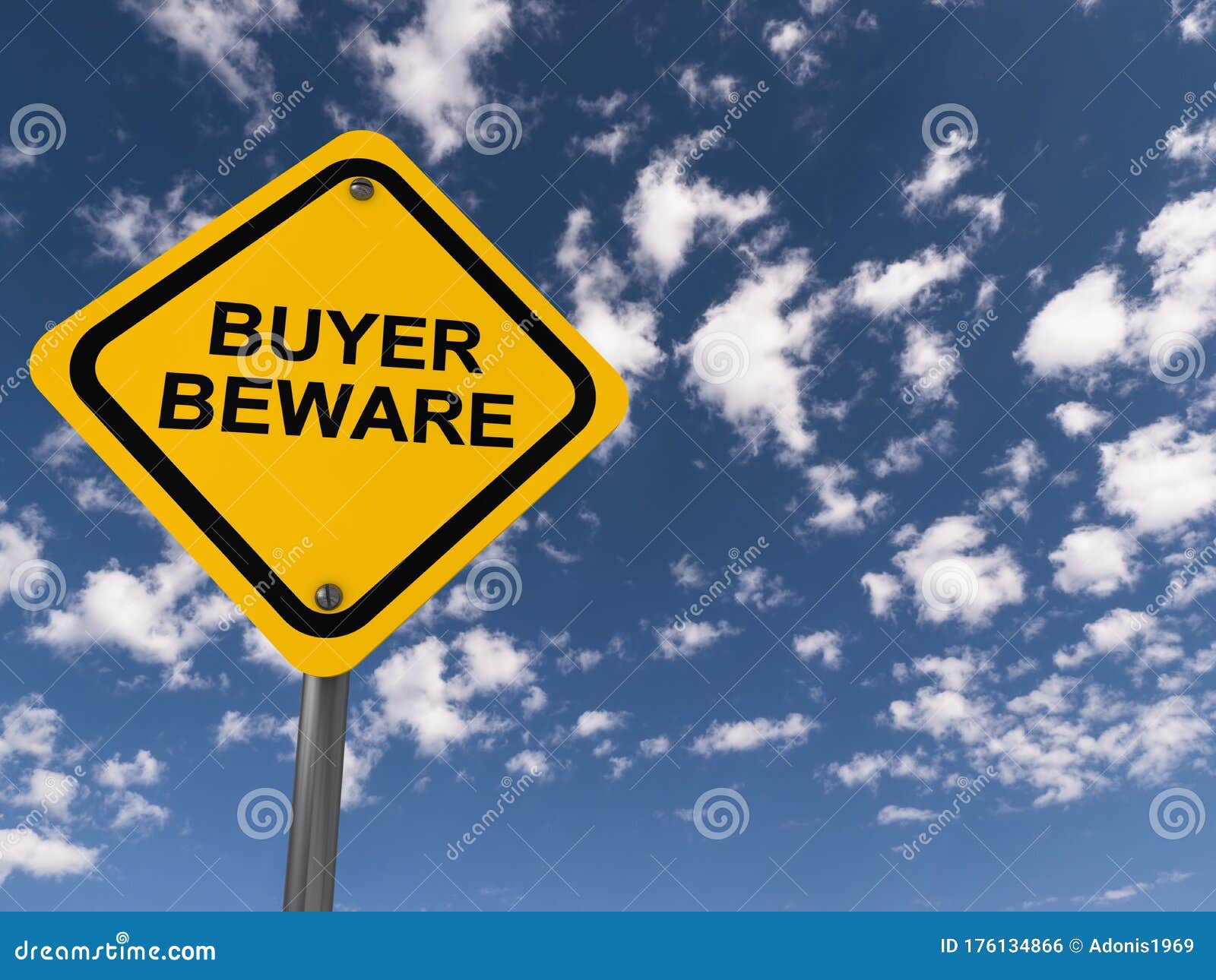 buyer beware traffic sign