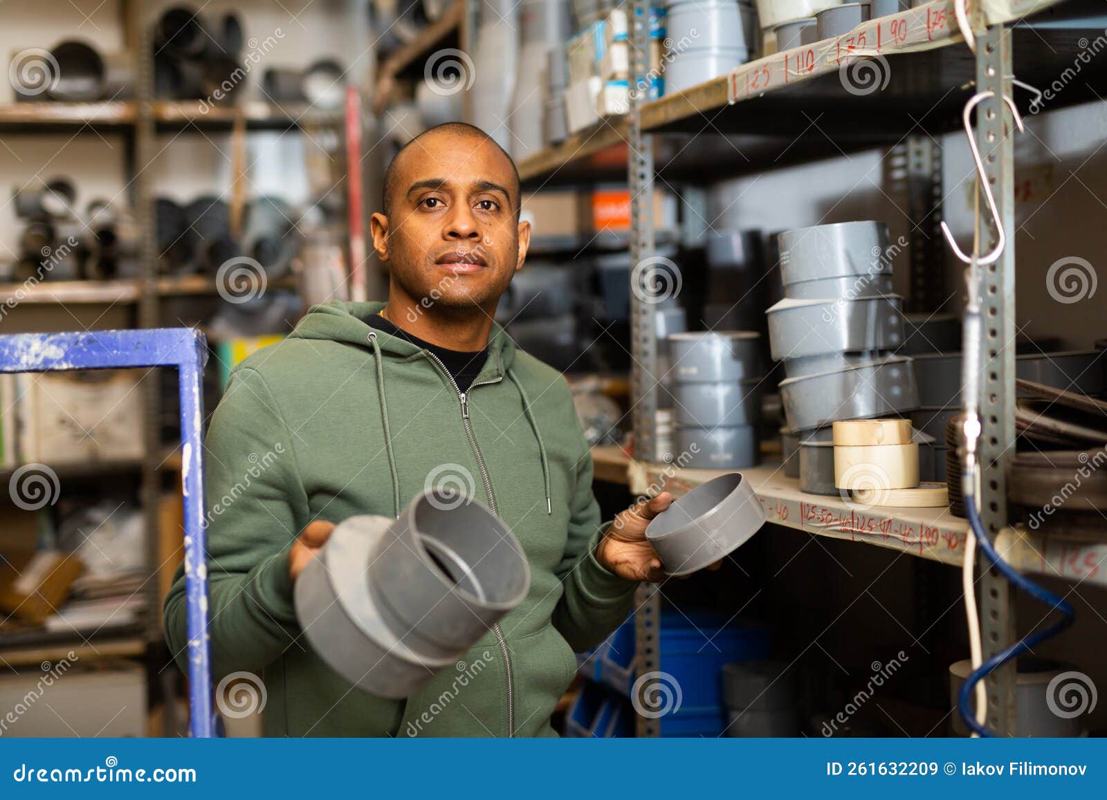 Buyer Selects Plumbing Fittings at Hardware Store Stock Image Image