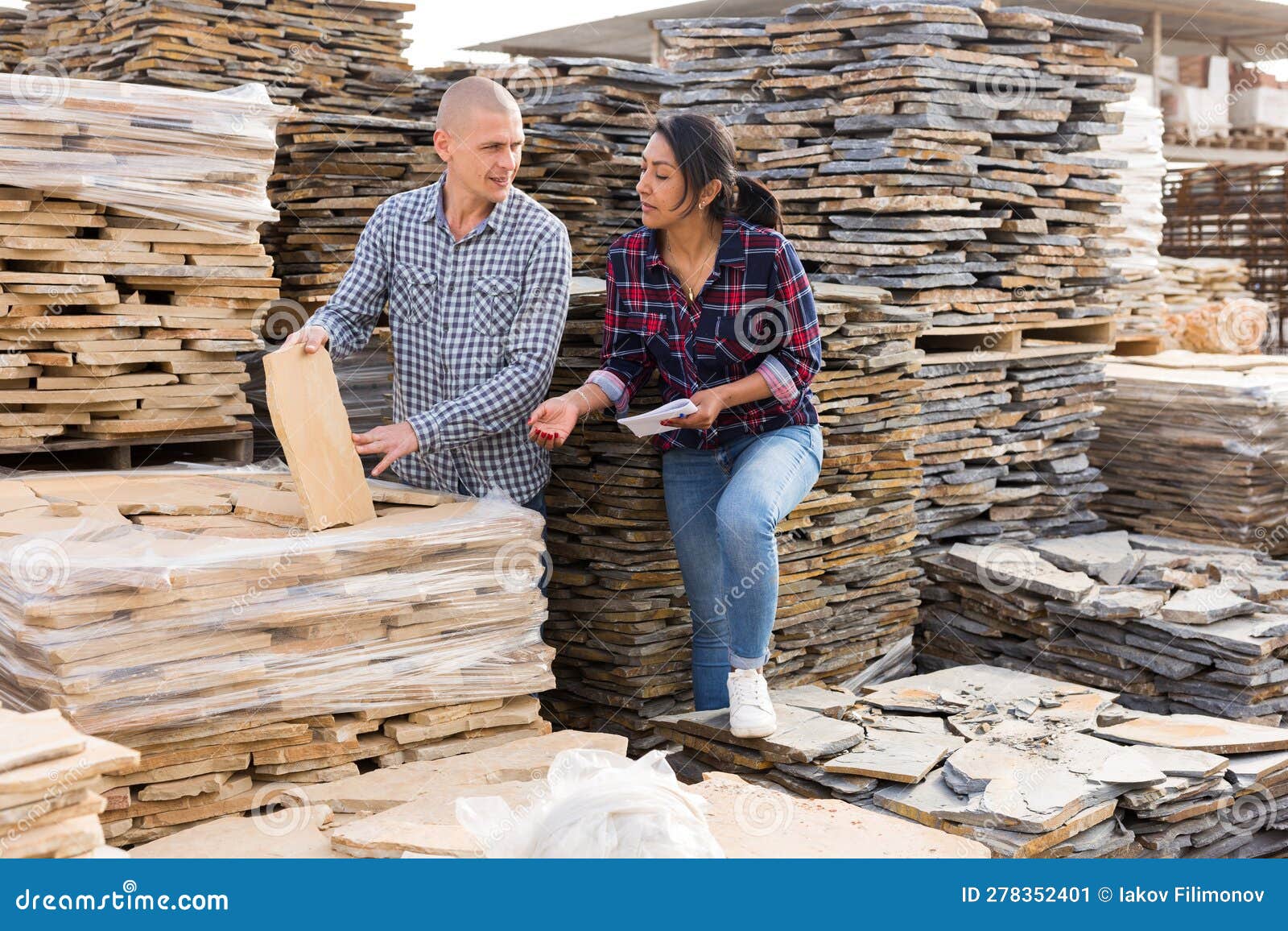 Buyers Choose Natural Stone Tiles in the Open Area of Hardware Store ...