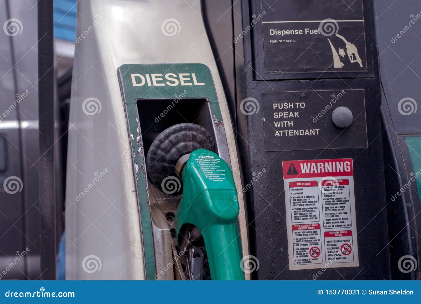 Buying Diesel Fuel At A Gas Station In The USA Stock Image