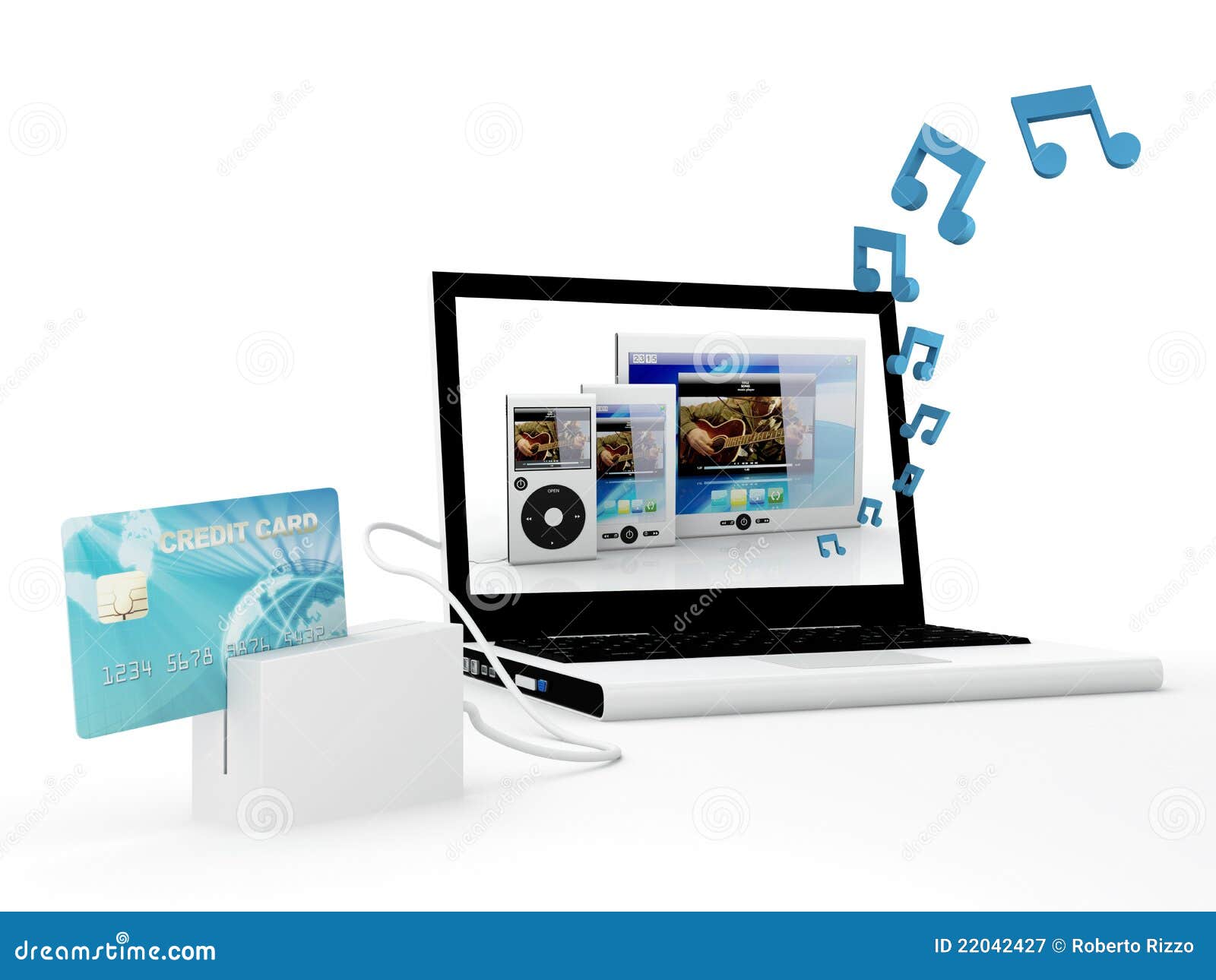 Buying music on line stock illustration. Illustration of audio 22042427