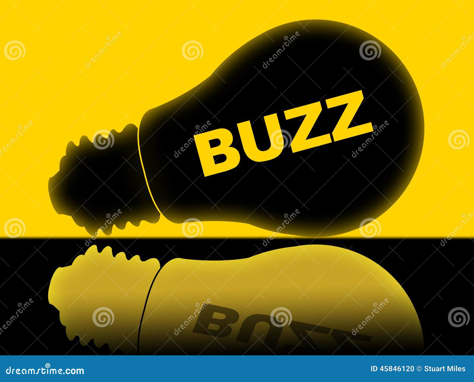 Buzz Lightbulb Indicates Popularity Publicity And Visibility. Buzz Lightbulb Showing Public Relations And Attention