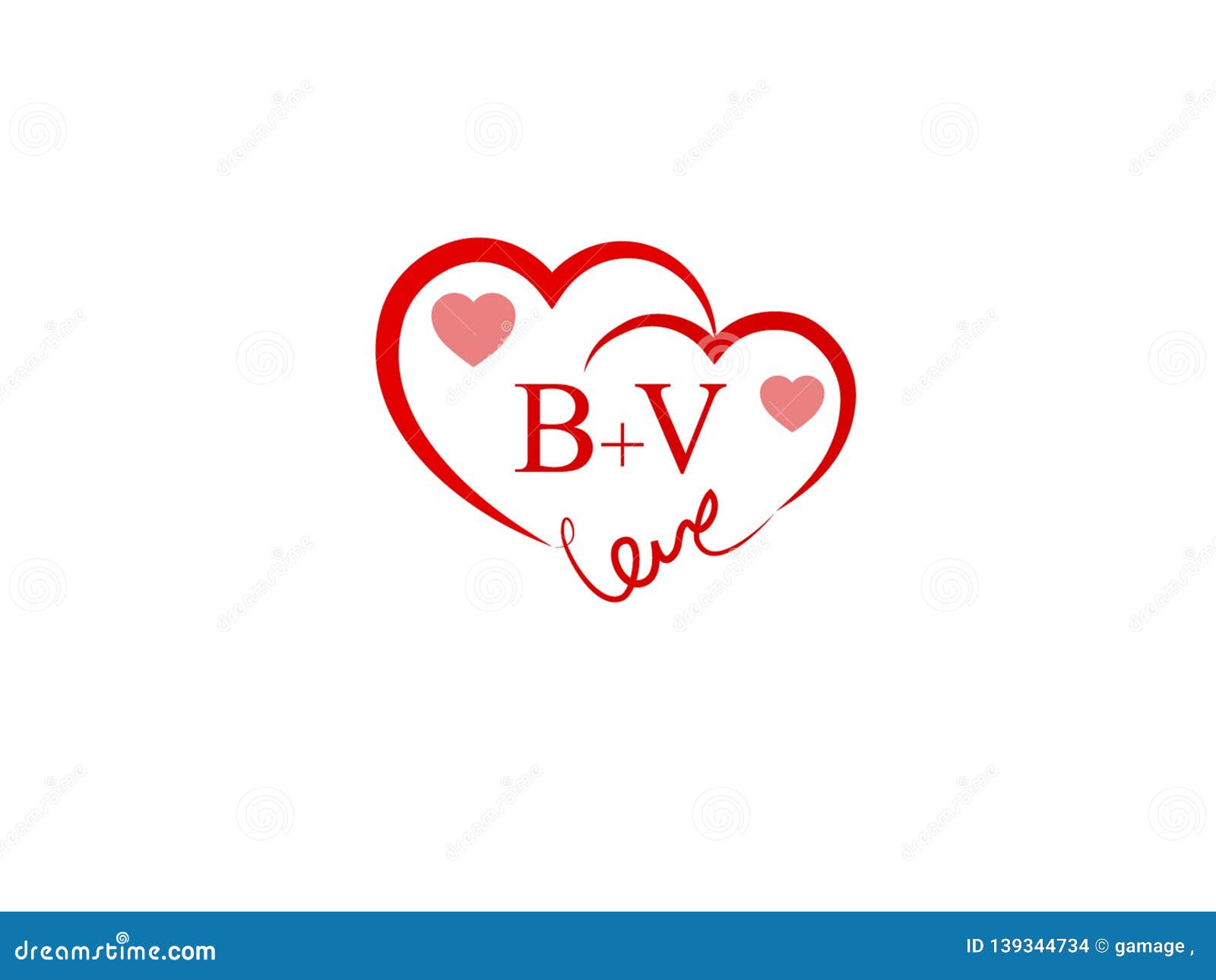 Bv Initial Heart Shape Red Colored Logo Stock Vector Illustration Of Business Later
