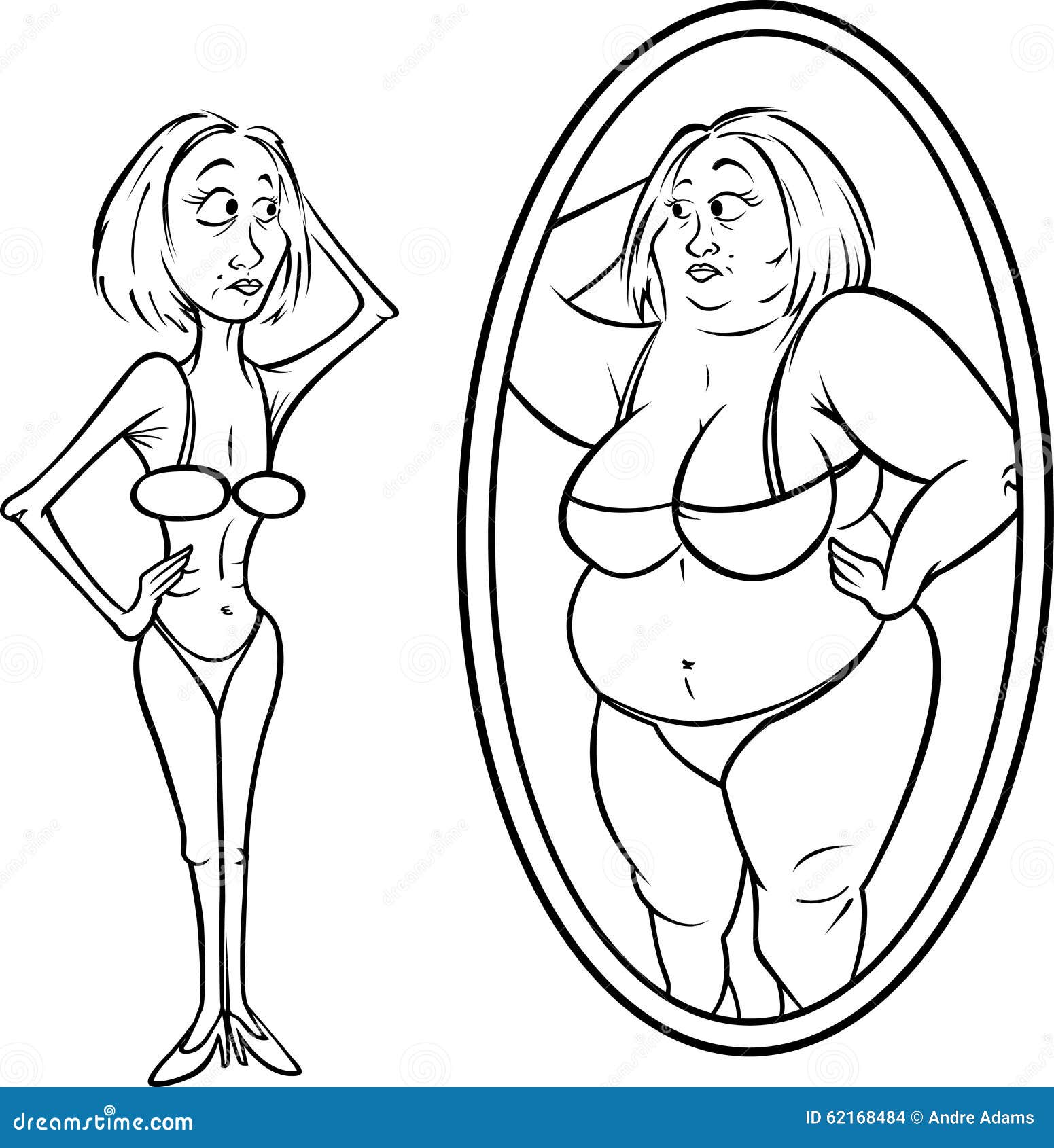 Bw De La Anorexia Del Espejo De La Mujer Ilustración del Vector -  Ilustración de modelo, hembra: 62168484