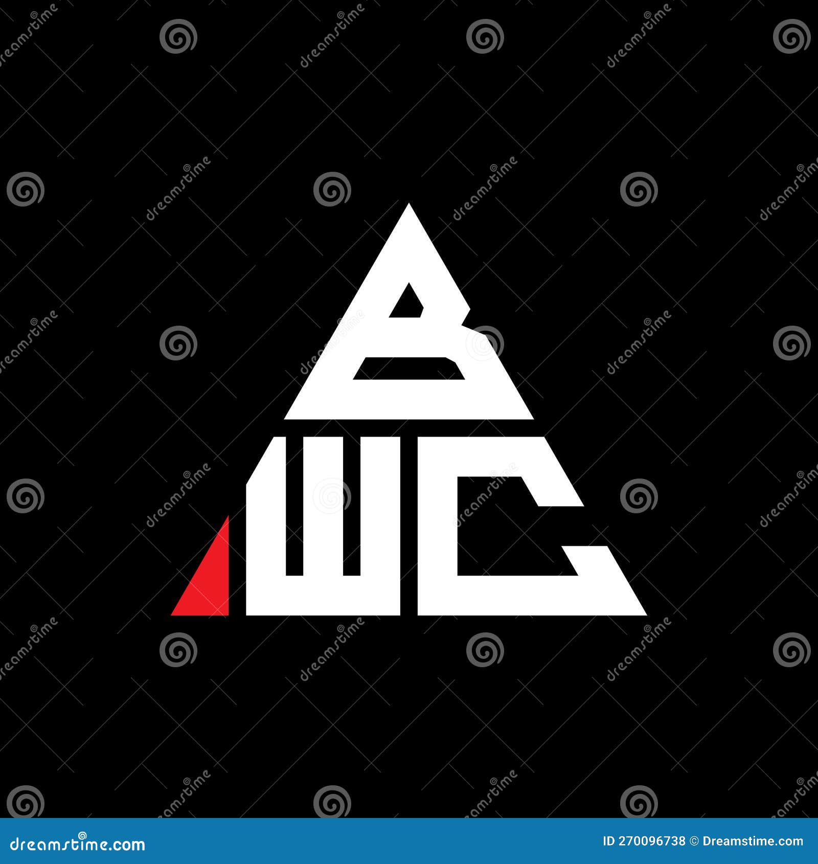 bwc triangle letter logo  with triangle . bwc triangle logo  monogram. bwc triangle  logo template with red