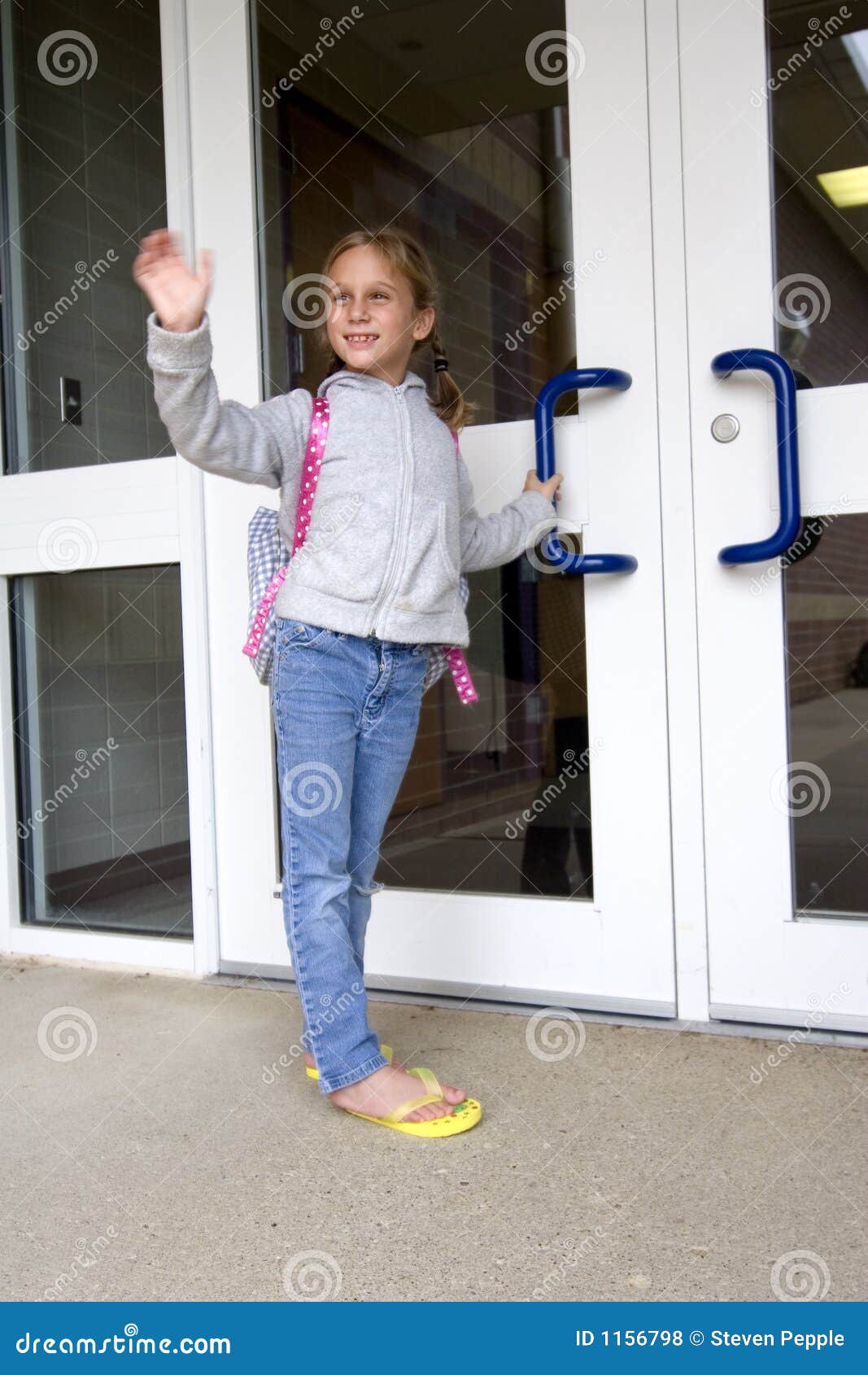 Bye Mom! Stock Photo. Image Of Playing, Girls, Schooling - 1156798