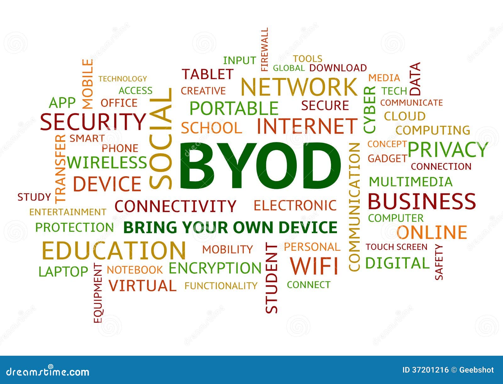 byod bring your own device word cloud colourful uppercase