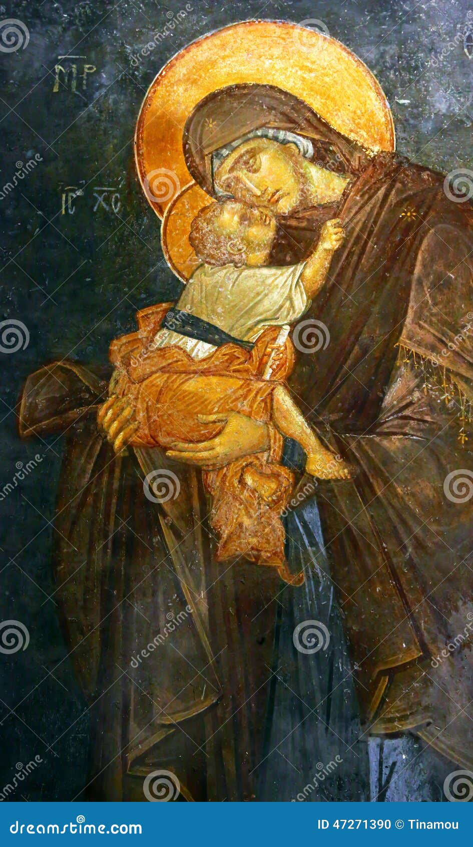 byzantine fresco of mary and jesus child, istanbul