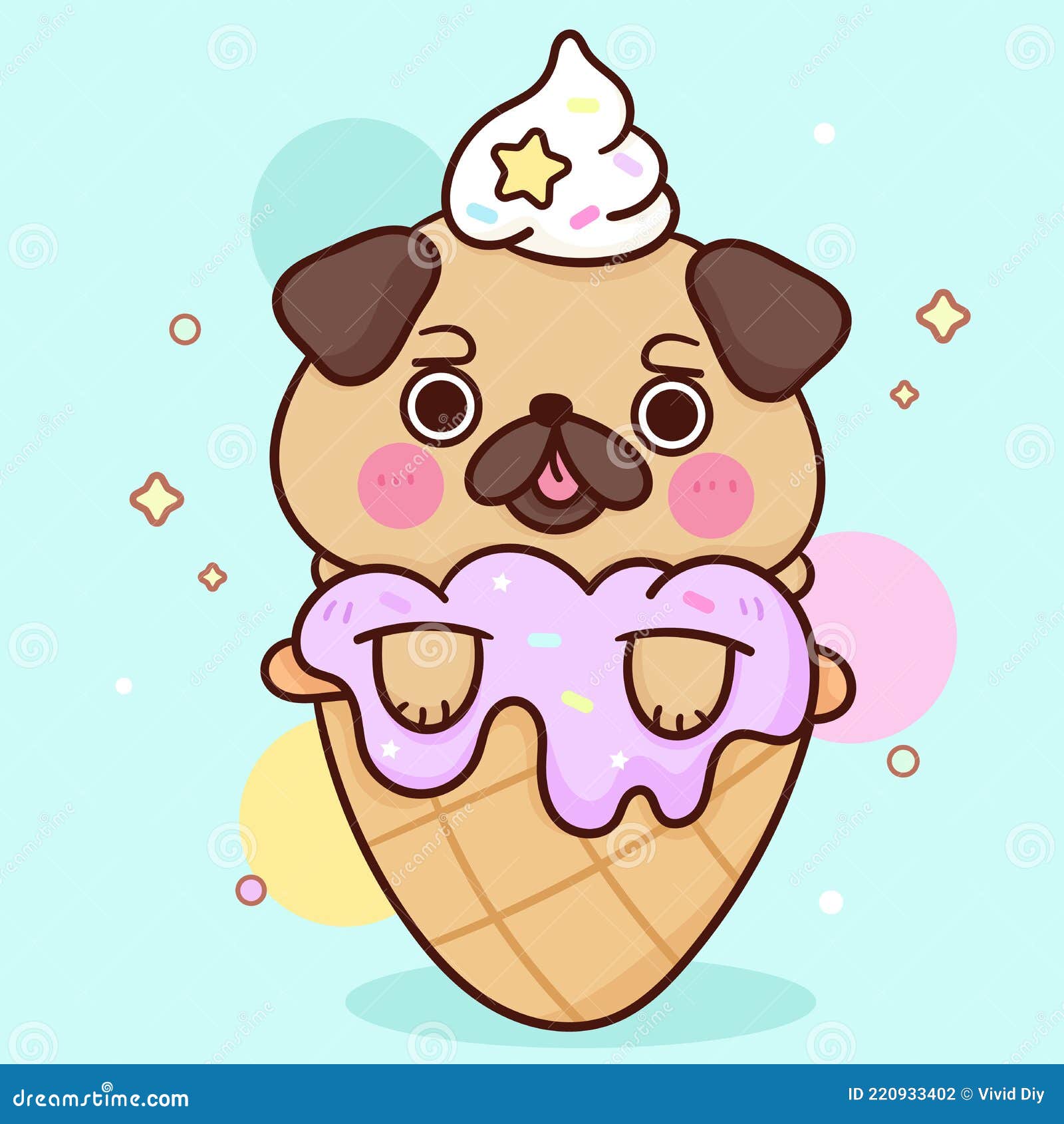 Ilustração de cachorro fofo estilo de desenho vetorial de cachorro kawaii  chibi desenho de cachorro