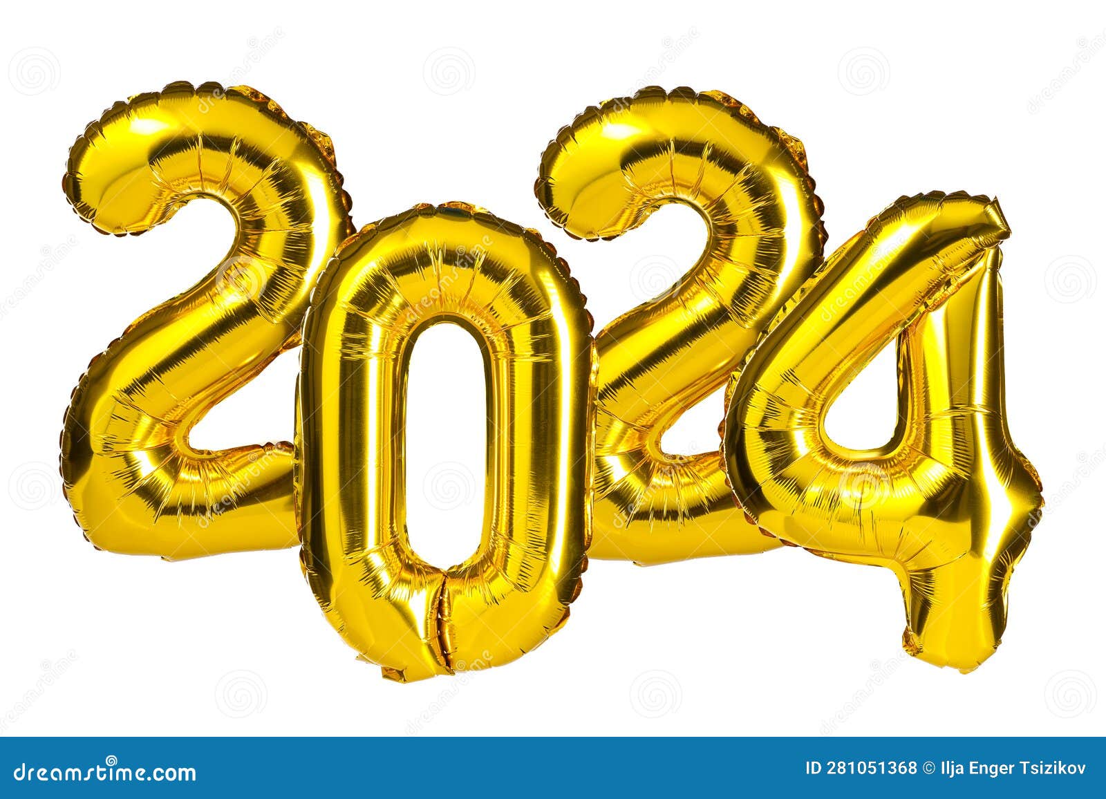 Célébration De La Nouvelle Année 2024. Ballons Couleur Feuille