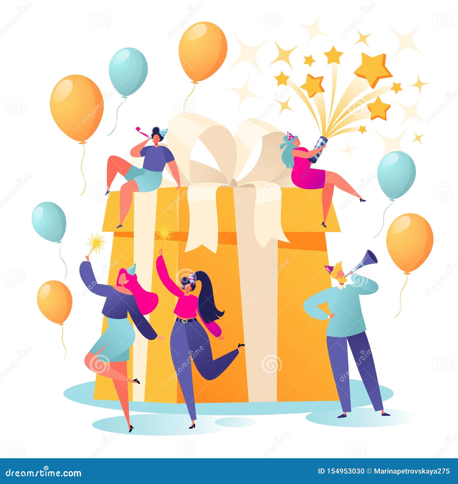 Celebration De Partie De Joyeux Anniversaire Avec Des Amis Illustration De Vecteur Illustration Du Cadre Adulte