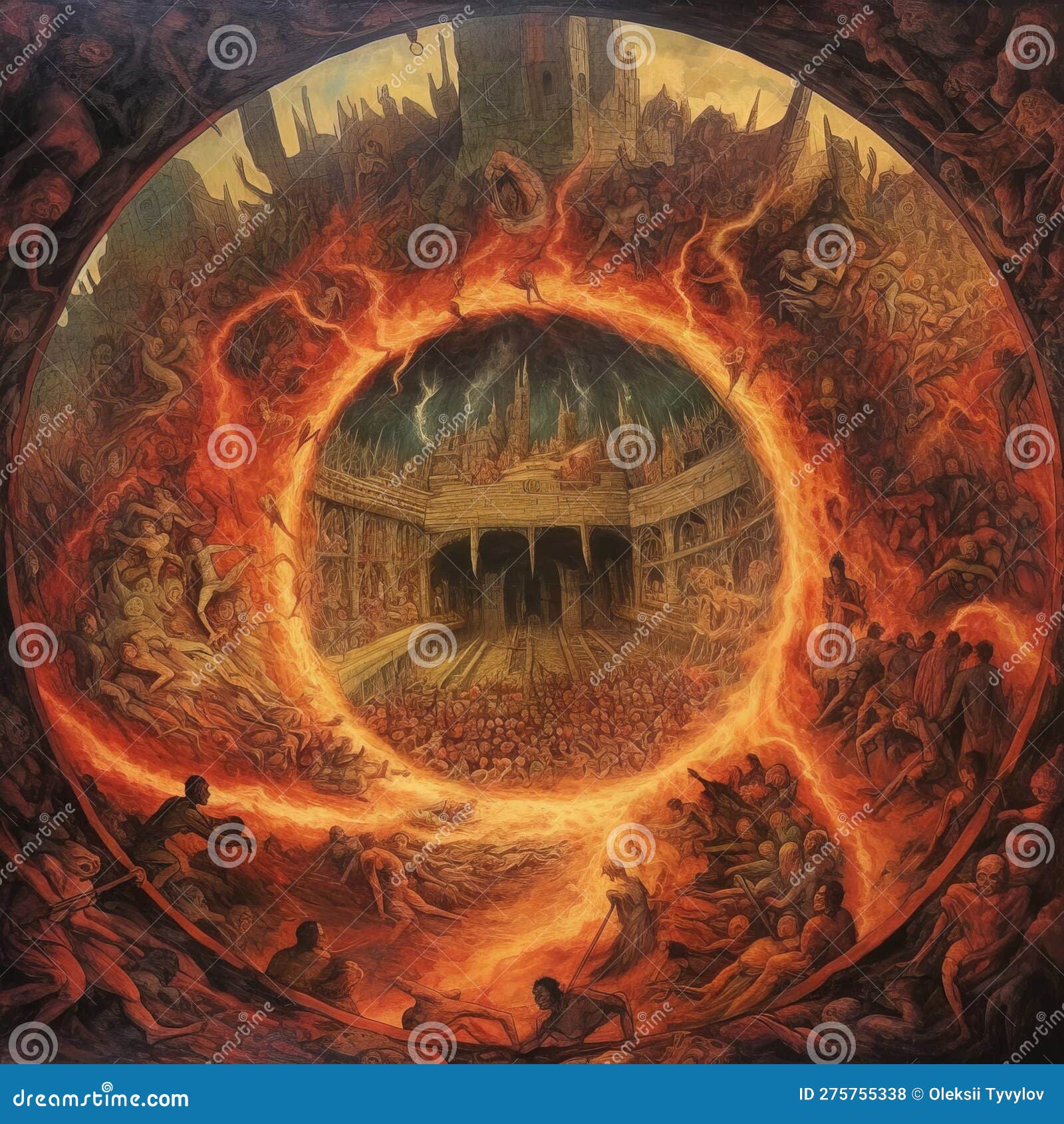 9 Círculos De Pintura Dantes Inferno Ilustração Stock - Ilustração de  inferno, conceito: 275755371