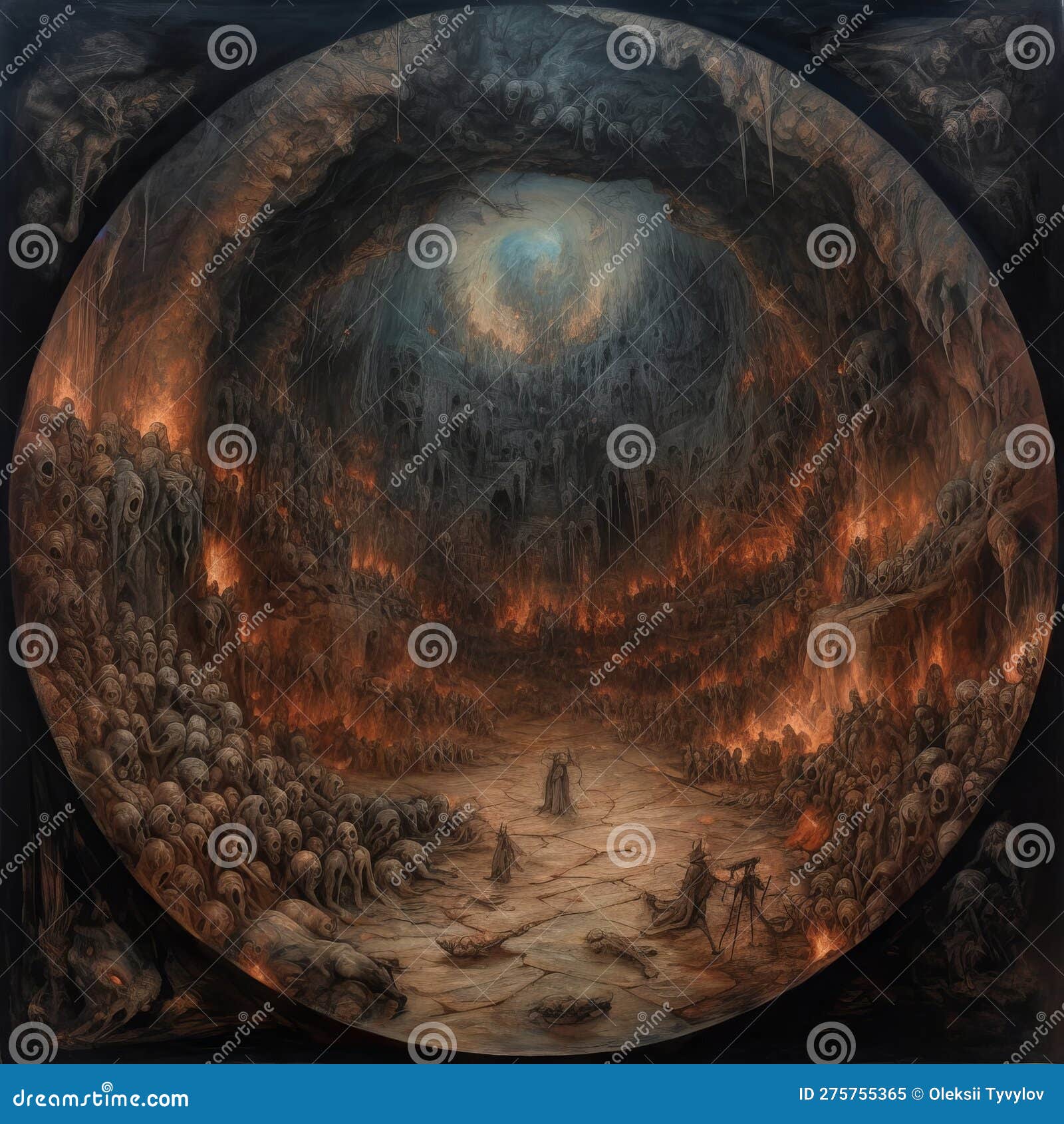 9 Círculos De Pintura Dantes Inferno Ilustração Stock - Ilustração