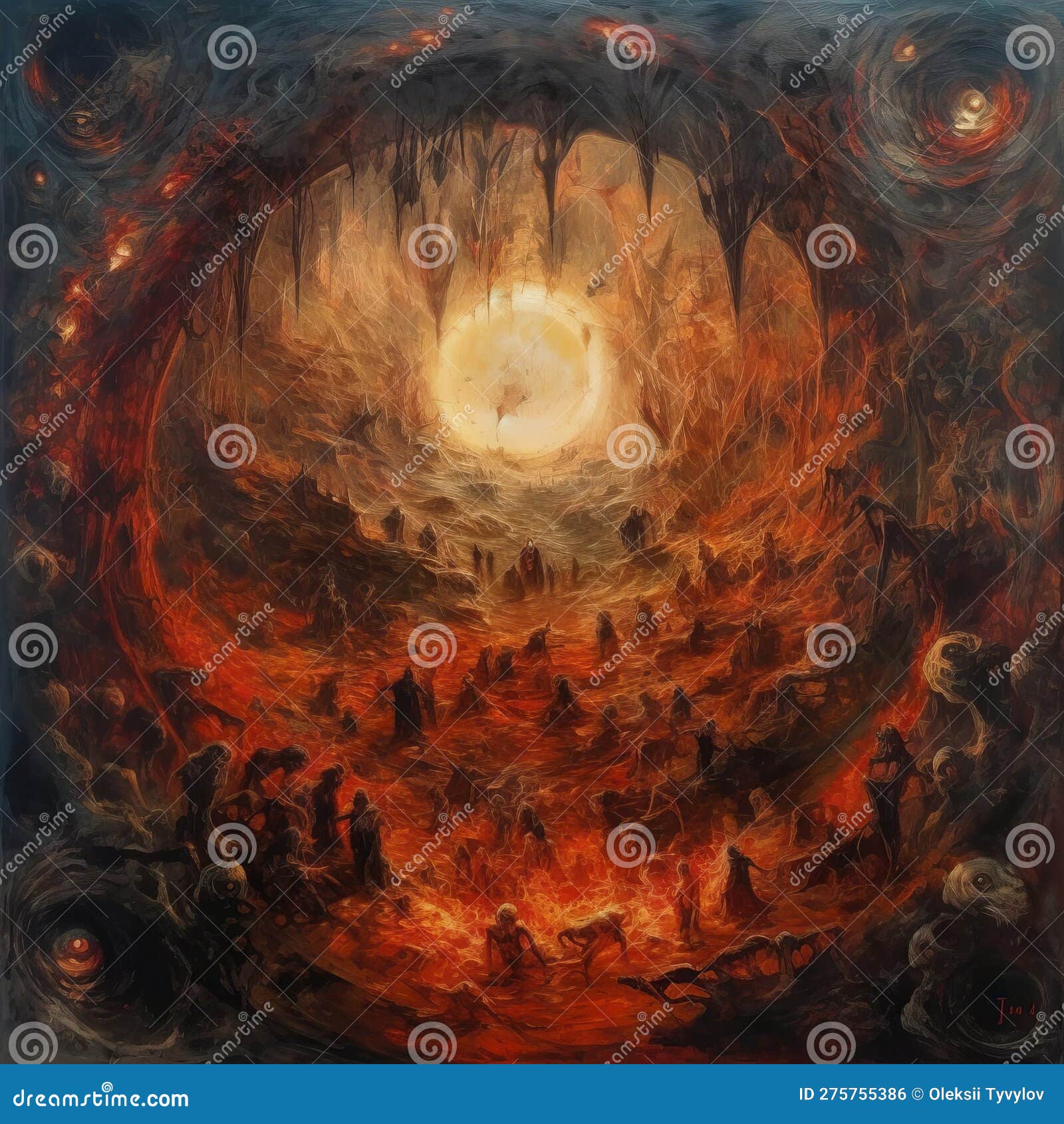 9 Círculos De Pintura Dantes Inferno Ilustração Stock - Ilustração