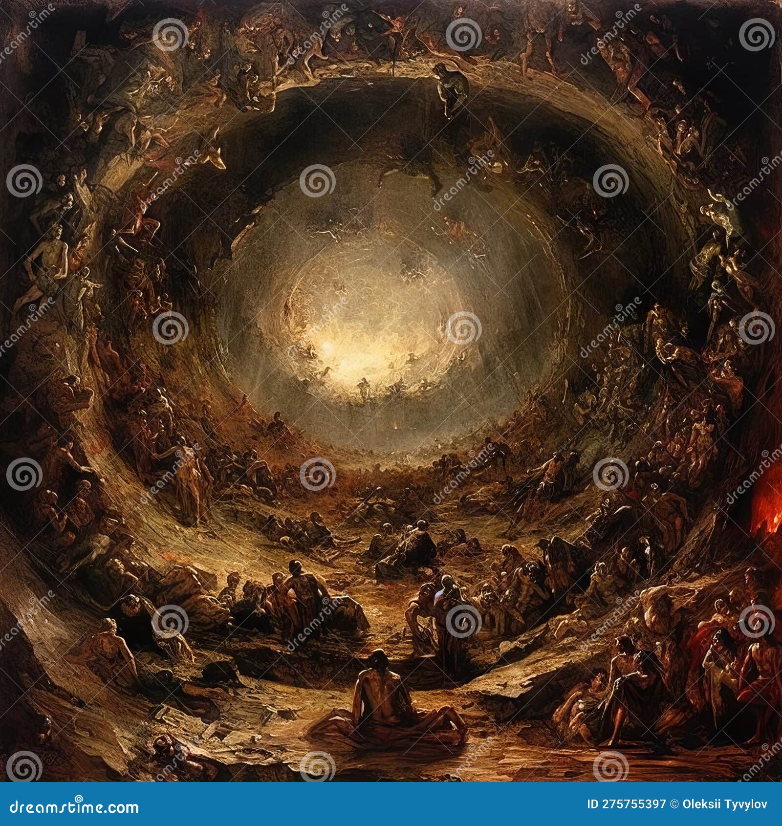 9 Círculos De Pintura Dantes Inferno Ilustração Stock - Ilustração