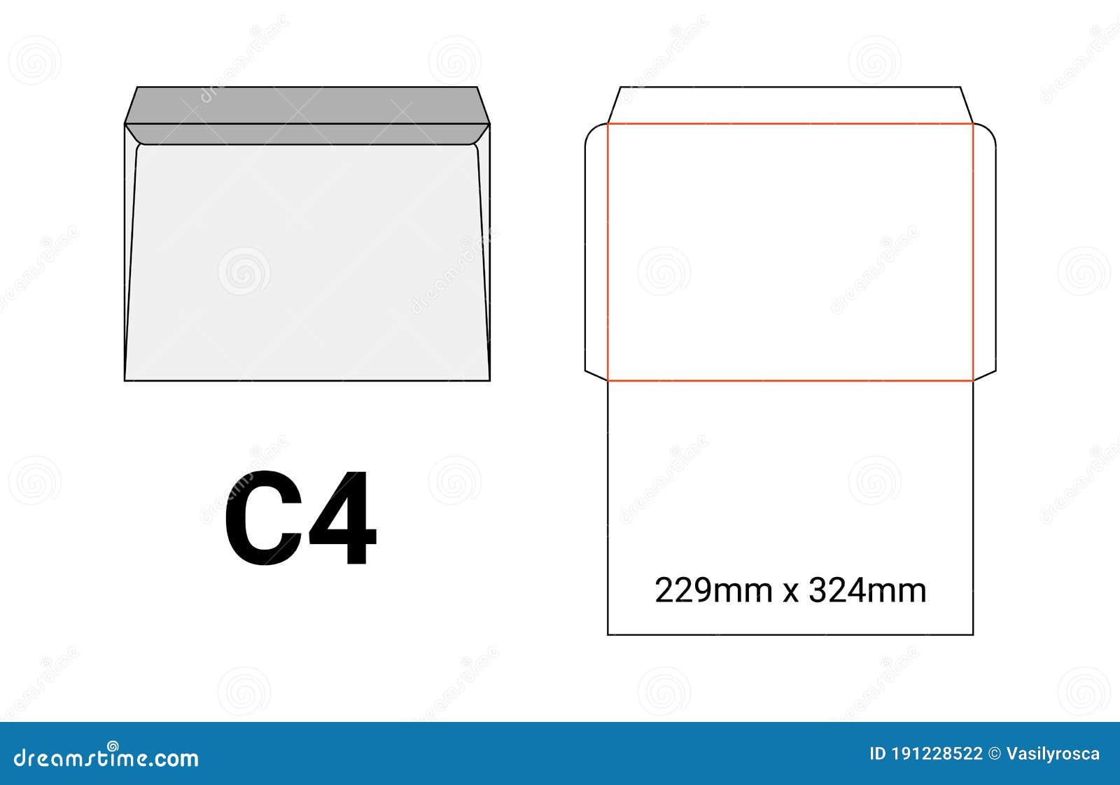 Download C4 Envelope Mockup A4 White Template Cut Size Stock Vector ...