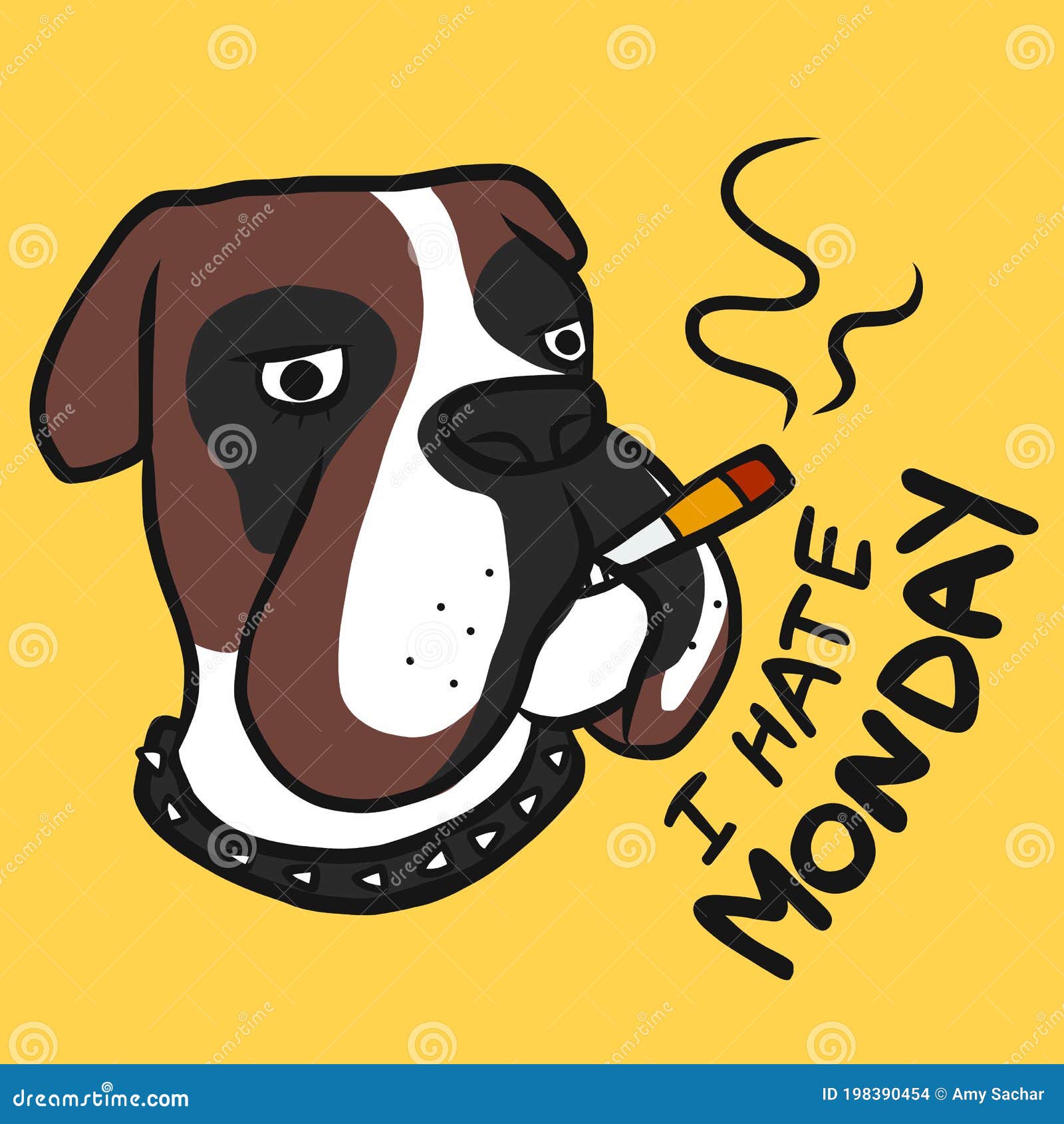 I Hate Monday , Boxer Dog Smoking Cigarette Cartoon Illustration Stock  Vector - Illustration of bulldog, cigarette: 198390454