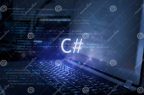 C# Inscription Against Laptop and Code Background. Learn C Sharp ...