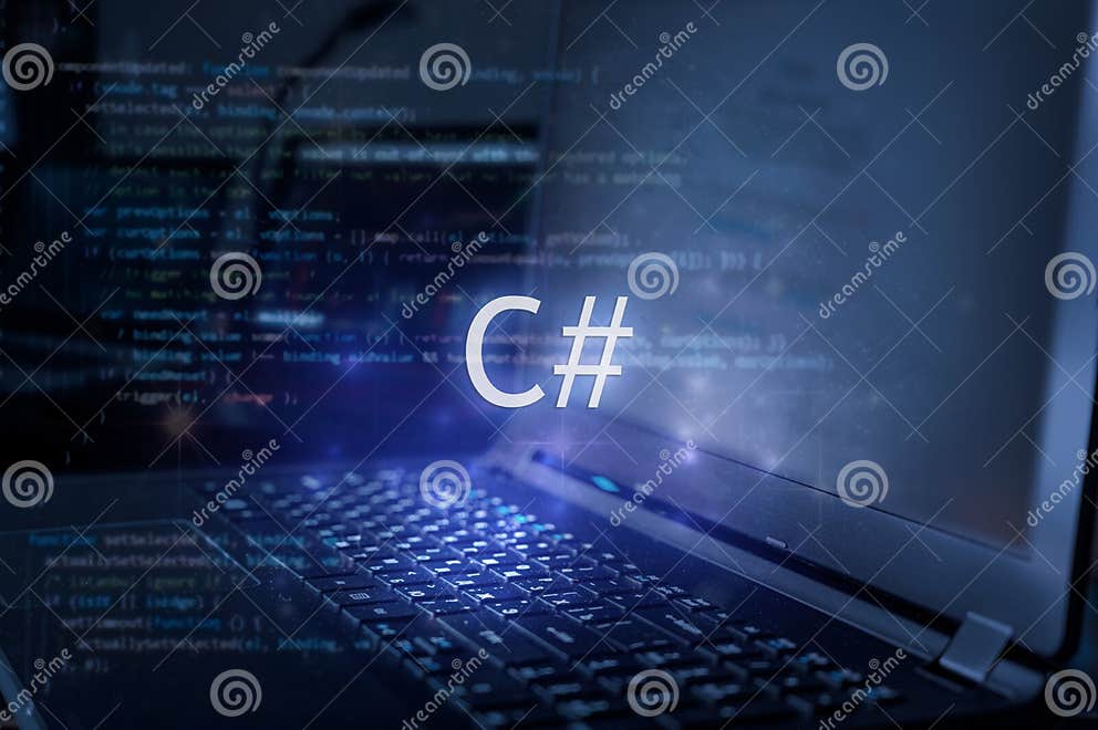 C# Inscription Against Laptop and Code Background. Learn C Sharp ...