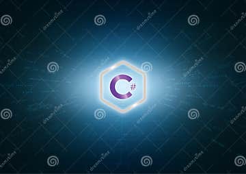 C Sharp Sign and Program Code on Blue Background Stock Vector ...