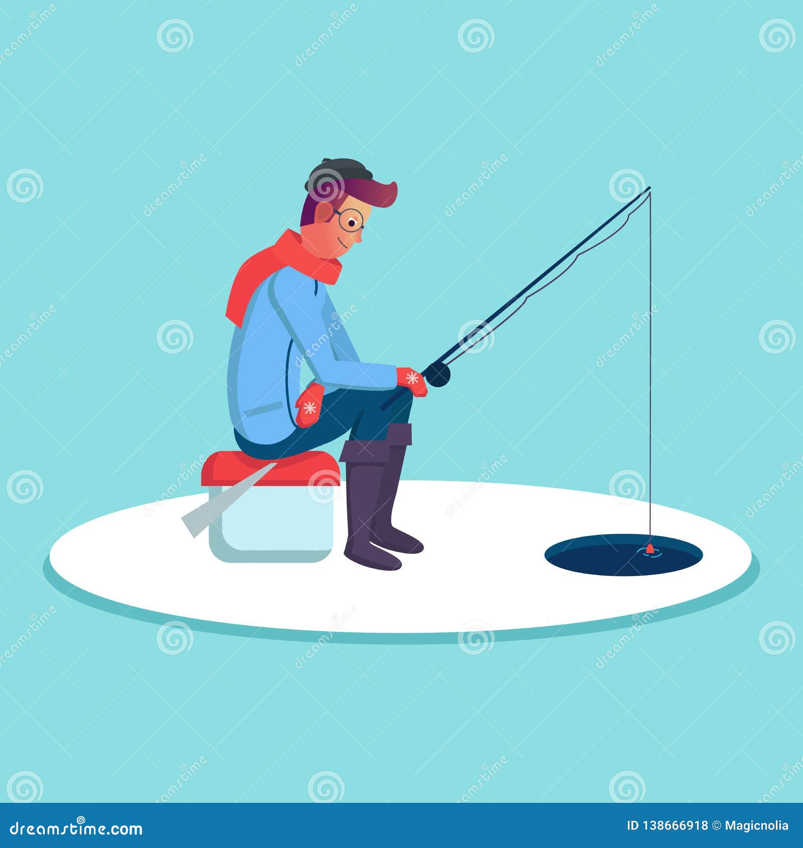 Caña De Pescar De La Tenencia Del Hombre De Fisher En La Pesca Del Invierno, Pesca De La Estación Personaje De Dibujos Animados D Ilustración del Vector - Ilustración de océano, ocio: Caña De Pescar De La Tenencia Del Hombre De Fisher En La Pesca Del Invierno, Pesca De La Estación Personaje De Dibujos Animados D Ilustración del Vector - Ilustración de océano, ocio: