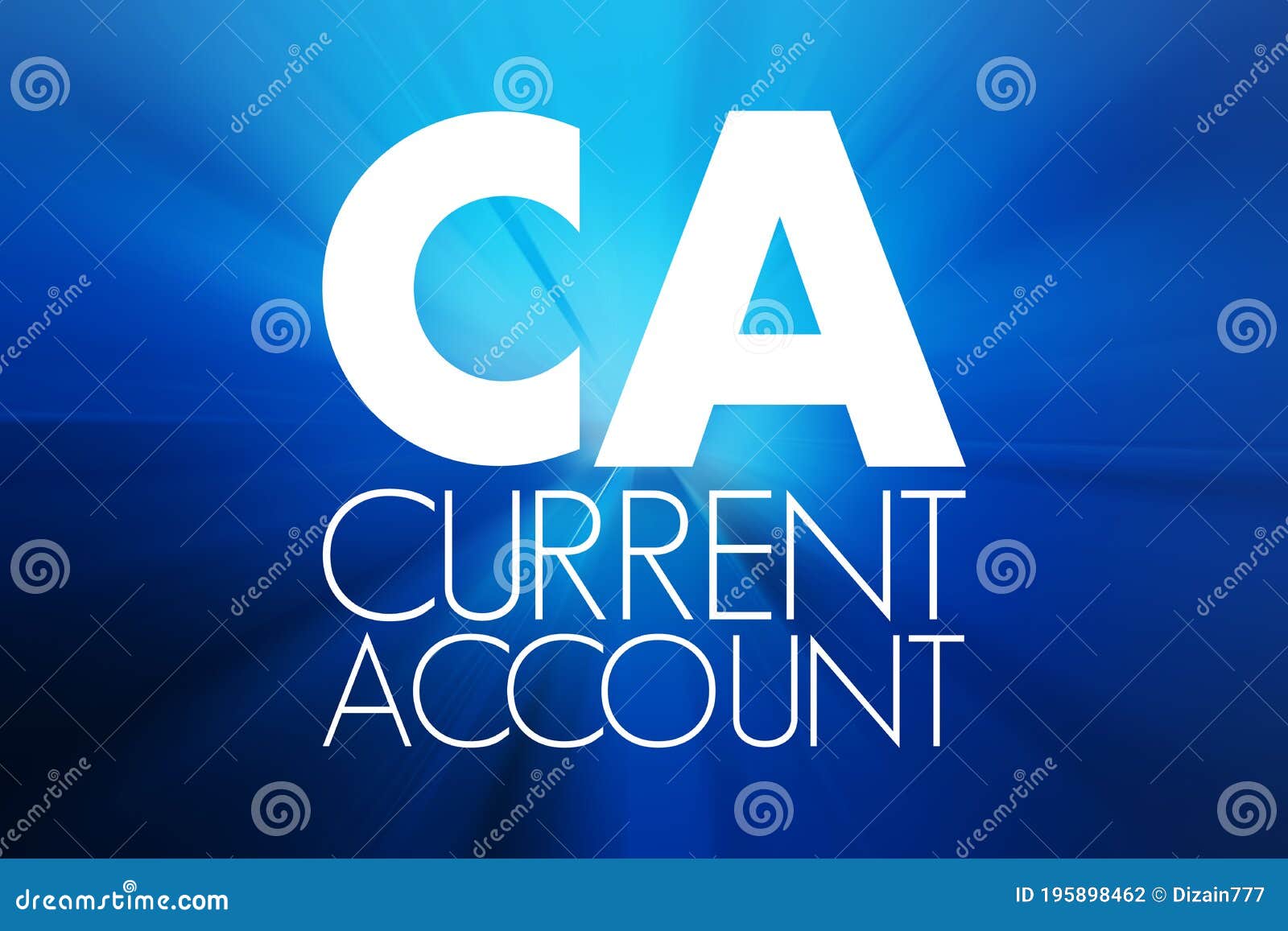 CA Current Account Acronym, Business Concept Background Stock