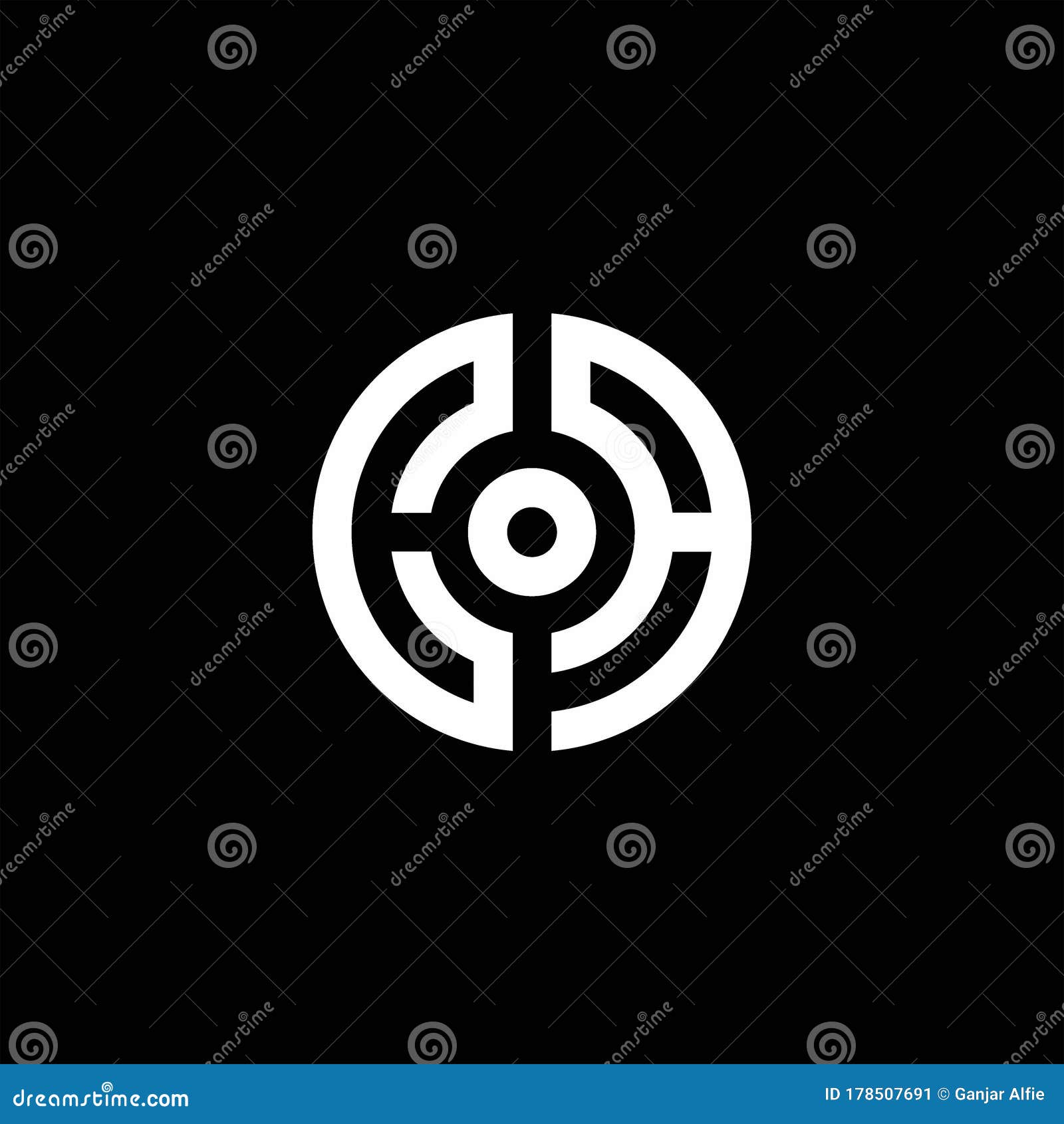 CA Monogram Logo with Abstract Circle Style and Dot in the Middle Stock ...