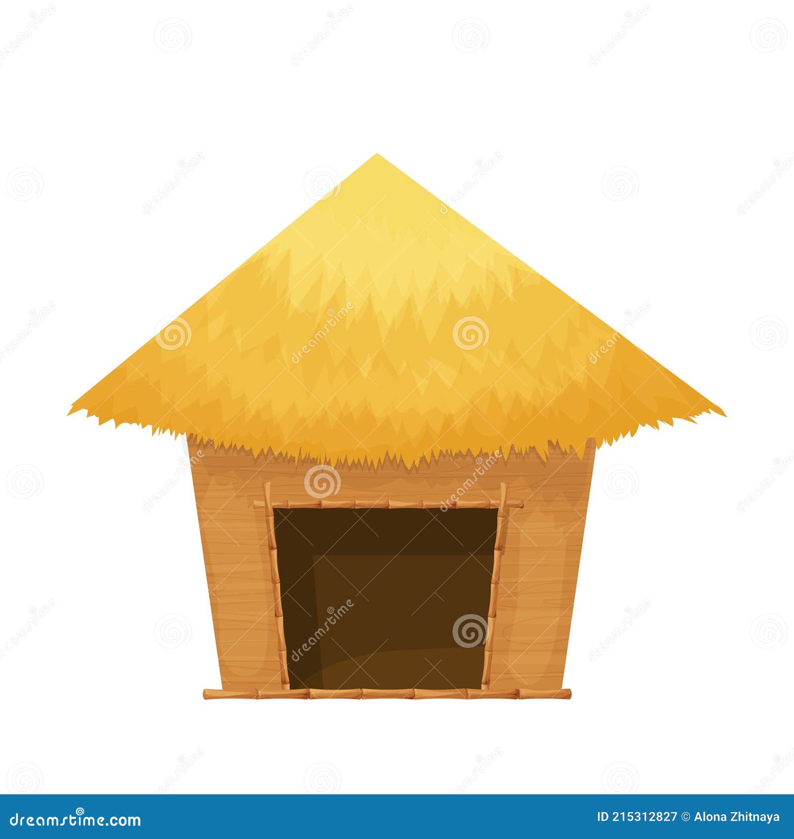 Cabaña De Playa O Bungalow Con Techo De Paja De Madera En Estilo De Dibujos  Animados Aislado Sobre Fondo Blanco. Cabaña De Bambú P Ilustración del  Vector - Ilustración de casa, cabina: