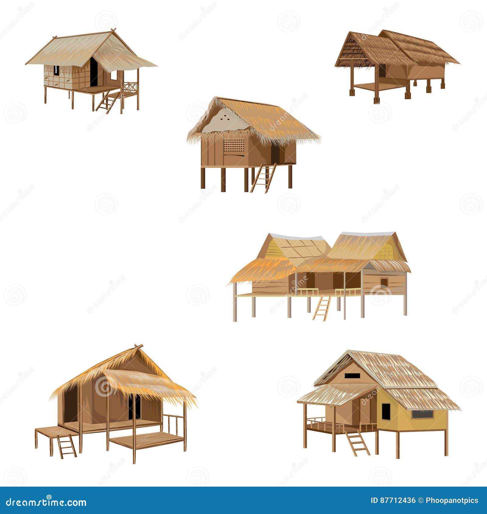 Cabana da palha do telhado ilustração do vetor. Ilustração de escada -  87712436, image size:1600x1690