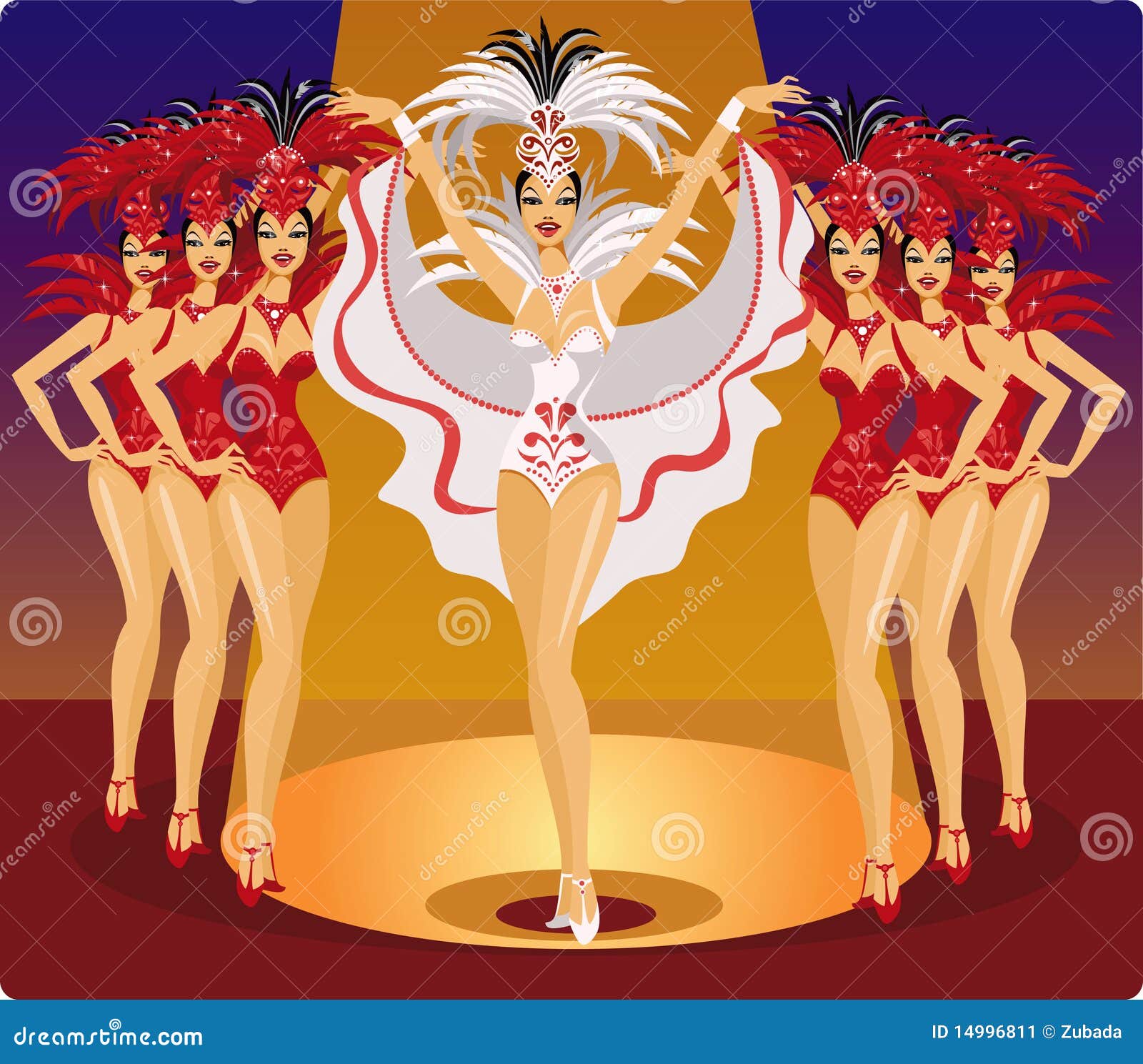 Cabaret Showgirls Stock Vector Illustration Of Face 14996811