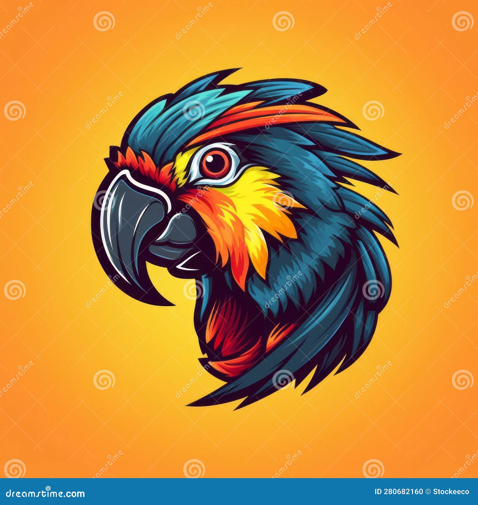 Cabeça Colorida De Papagaio No Estilo 2d De Arte De Jogos Para Tatuagem Ou  Design De Logotipo Ilustração Stock - Ilustração de artwork, adiciona:  280682160