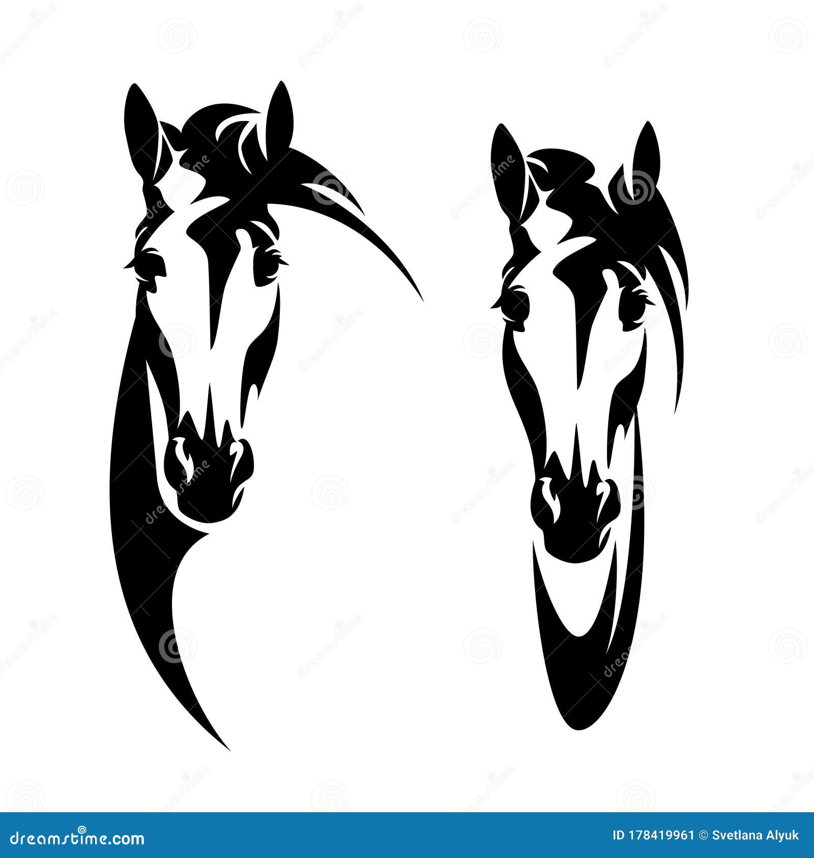 Poster de desenho da cabeça de cavalo, a preto e b