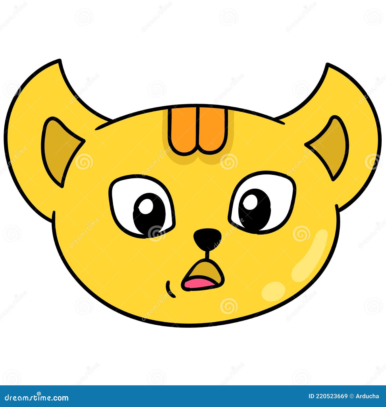 A cabeça da loira de cabelos amarelos bonito de lado, emoticon de caixa de  ilustração vetorial. desenho do ícone do doodle