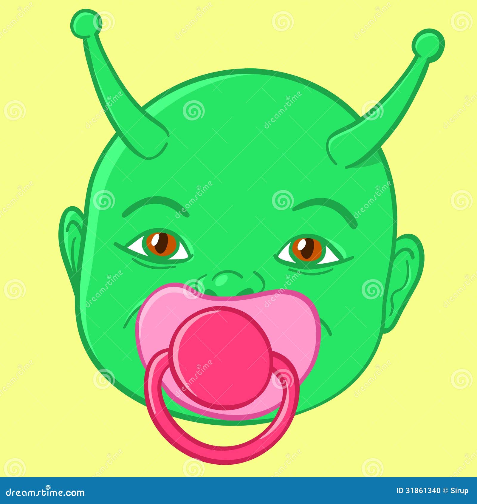 Alienígena de desenho animado verde com cabeça grande e olhos