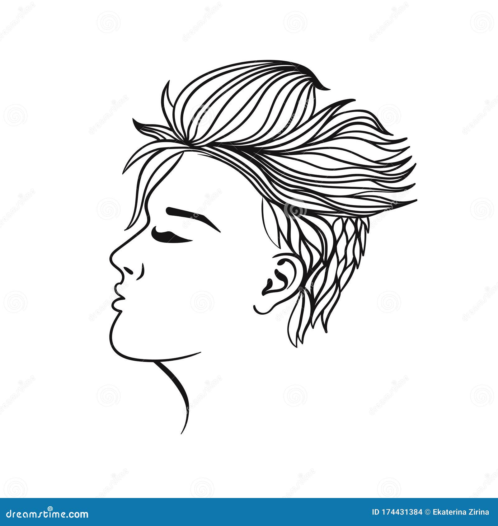 Estilo Do Cabelo Para A Mulher Que Desenha O Conjunto Preto 2. Ilustração  Isolada No Fundo Branco Royalty Free SVG, Cliparts, Vetores, e Ilustrações  Stock. Image 48710792