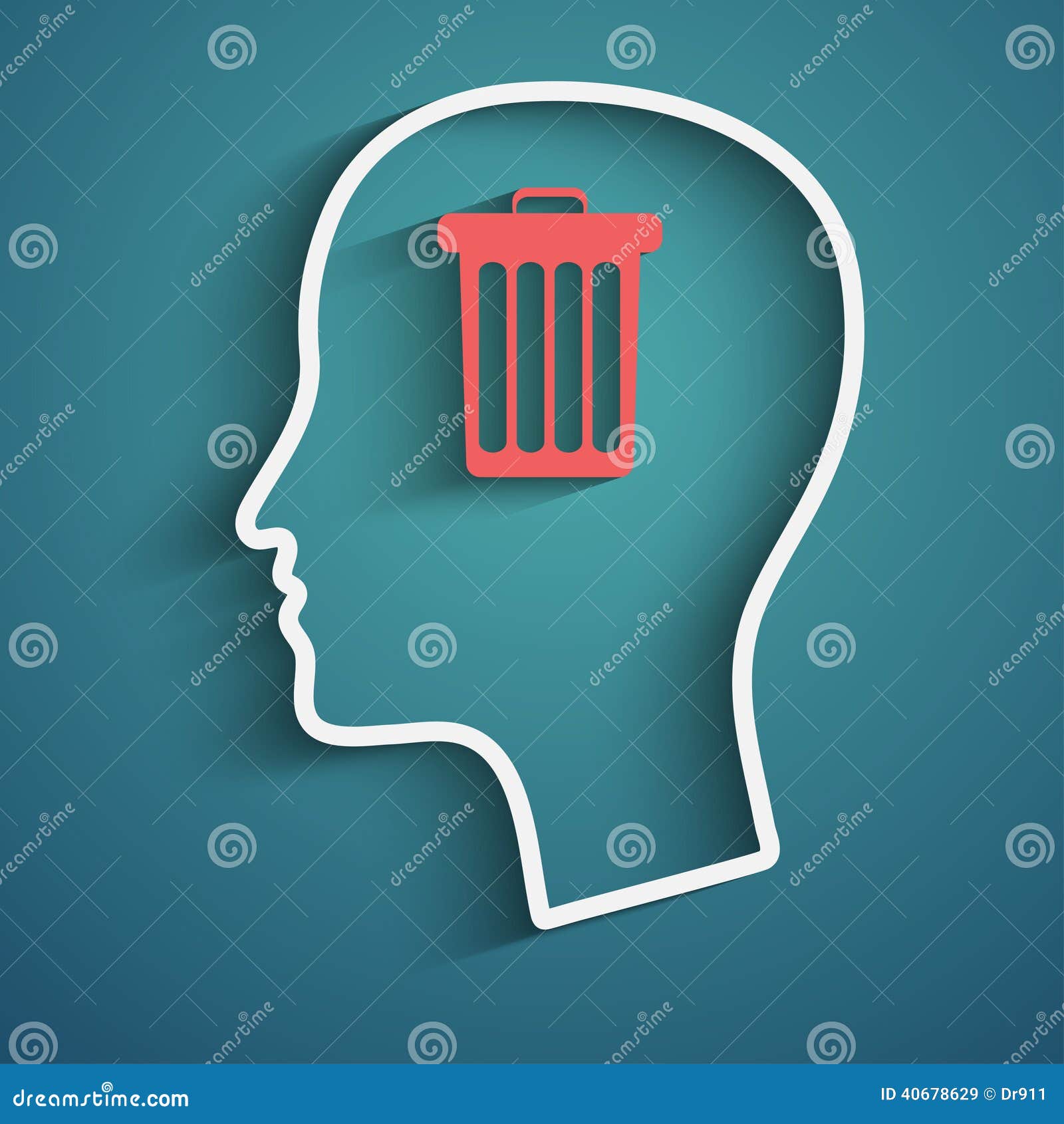 Cabeza con basura ilustración del vector. Ilustración de emocional