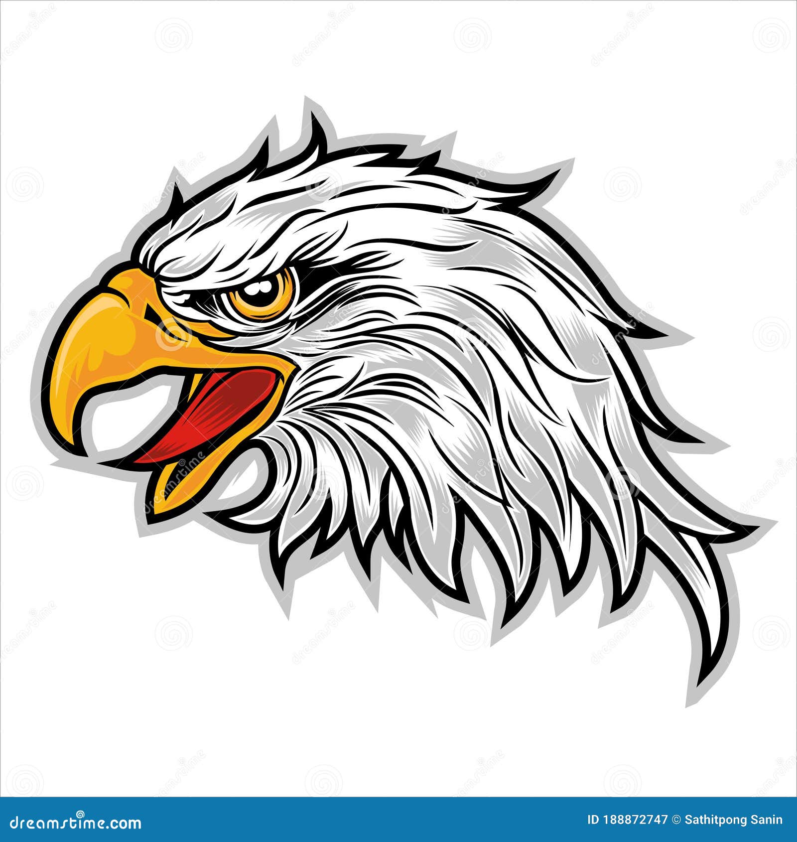 Cabeza De Hawk Cabeza De águila De Cabeza De América Mascota Del Logo Sobre  El Vector De Fondo Blanco Ilustración del Vector - Ilustración de vuelo,  animal: 188872747